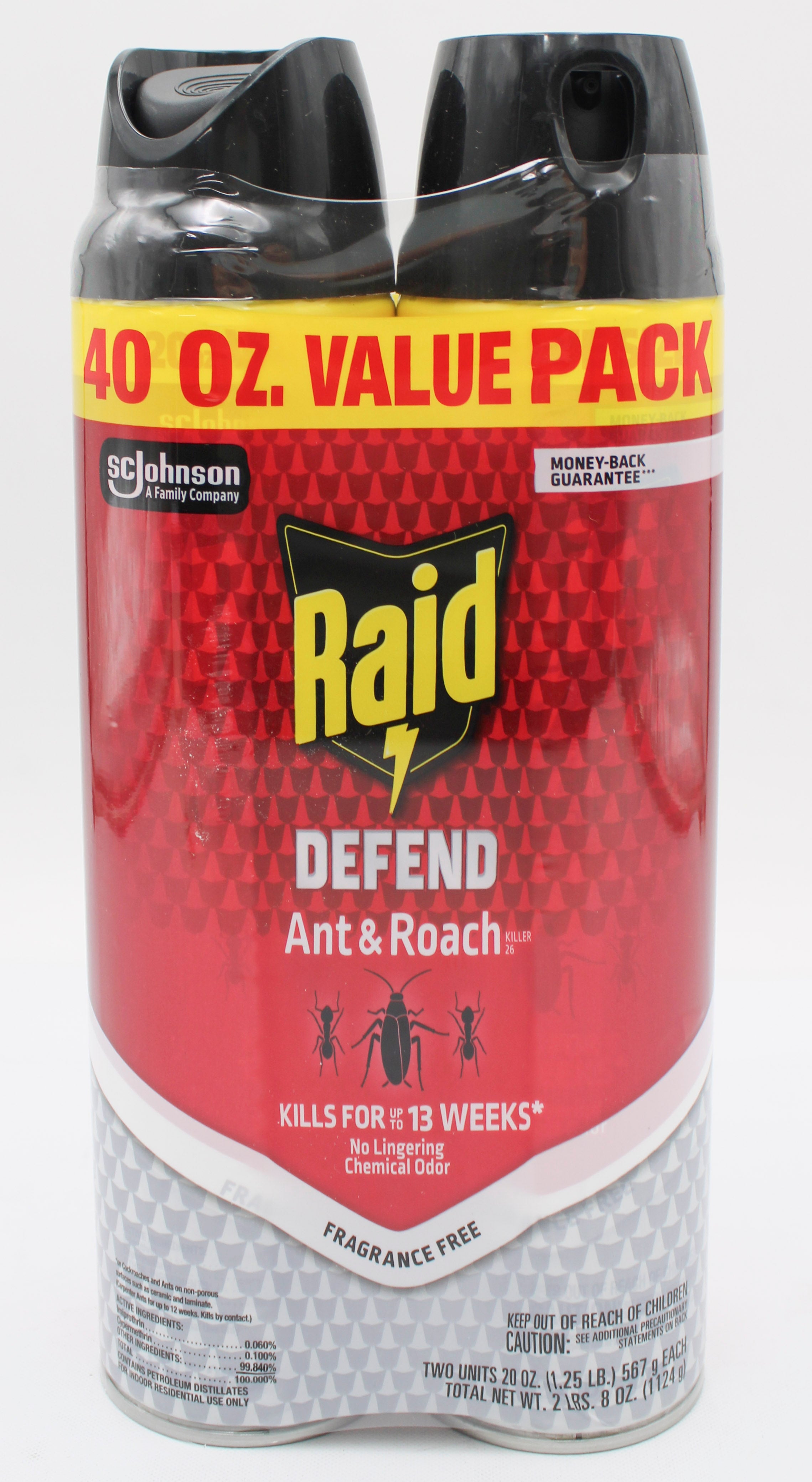 RAID DEFEND ANT & ROACH KILLER FRAGRANCE FREE TWIN PACK 20oz