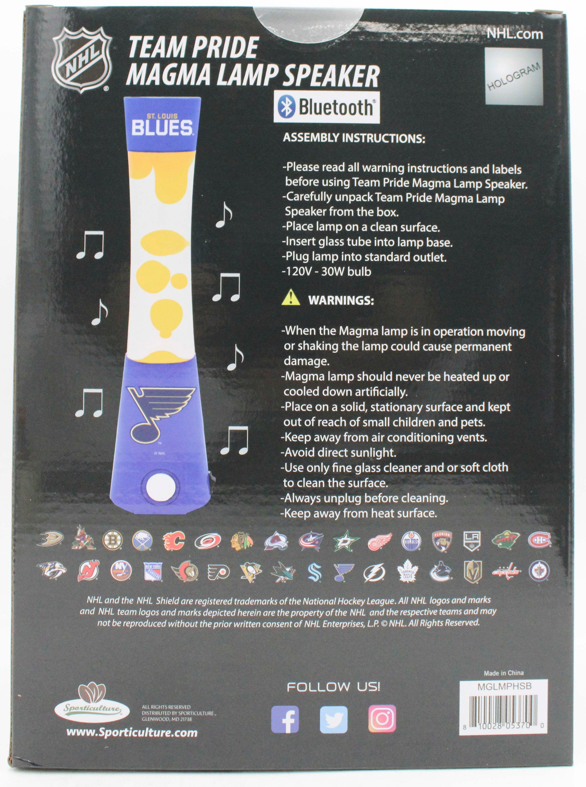 OFFICIALLY LICENSED ST. LOUIS BLUES MAGMA LAMP SPEAKER 16.5"