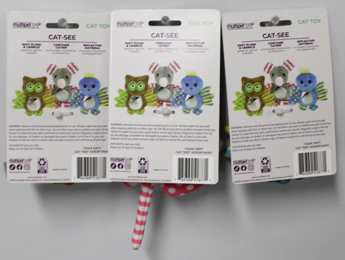 MULTIPET 5" CAT-SEE PLUSH CAT TOY ASSORTMENT