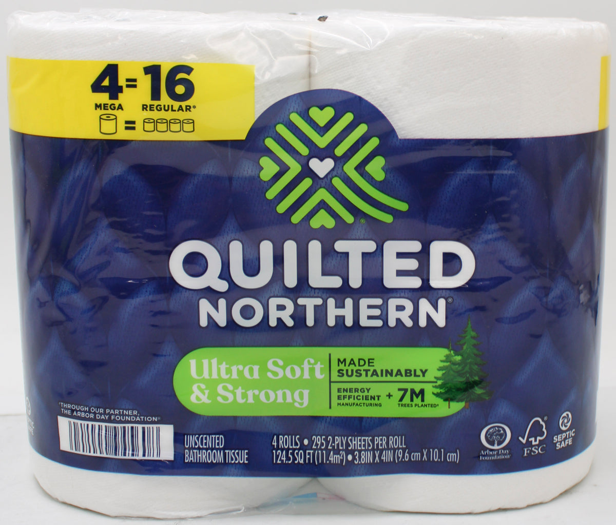 4 MEGA ROLL ULTRA SOFT AND STRONG QUILTED NORTHERN TOILET PAPER