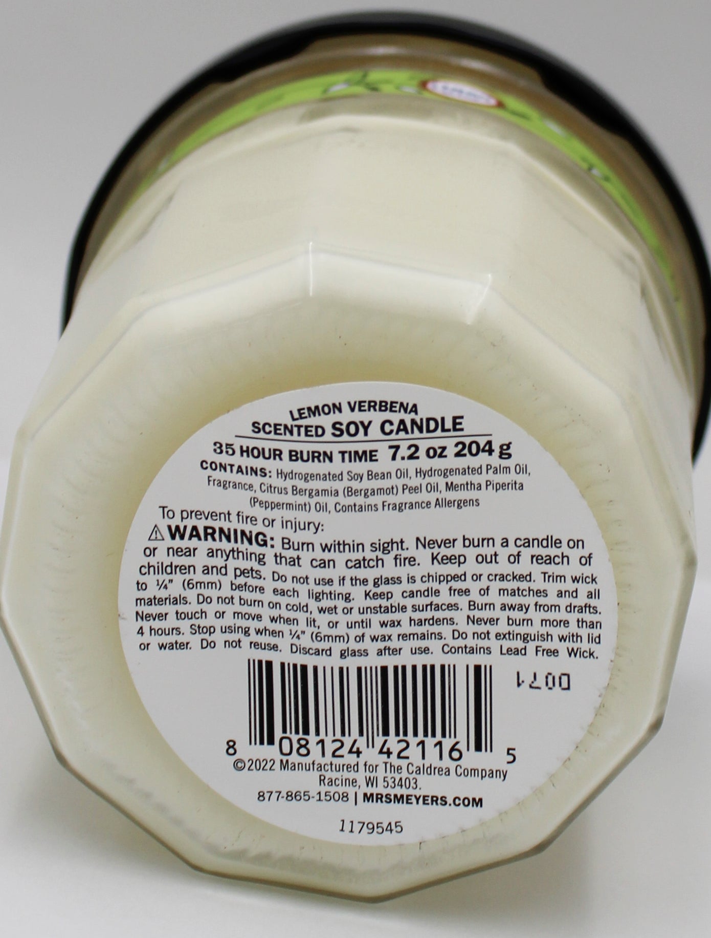 MRS MEYERS SOY CANDLE LEMON VERBENA 7.2oz US