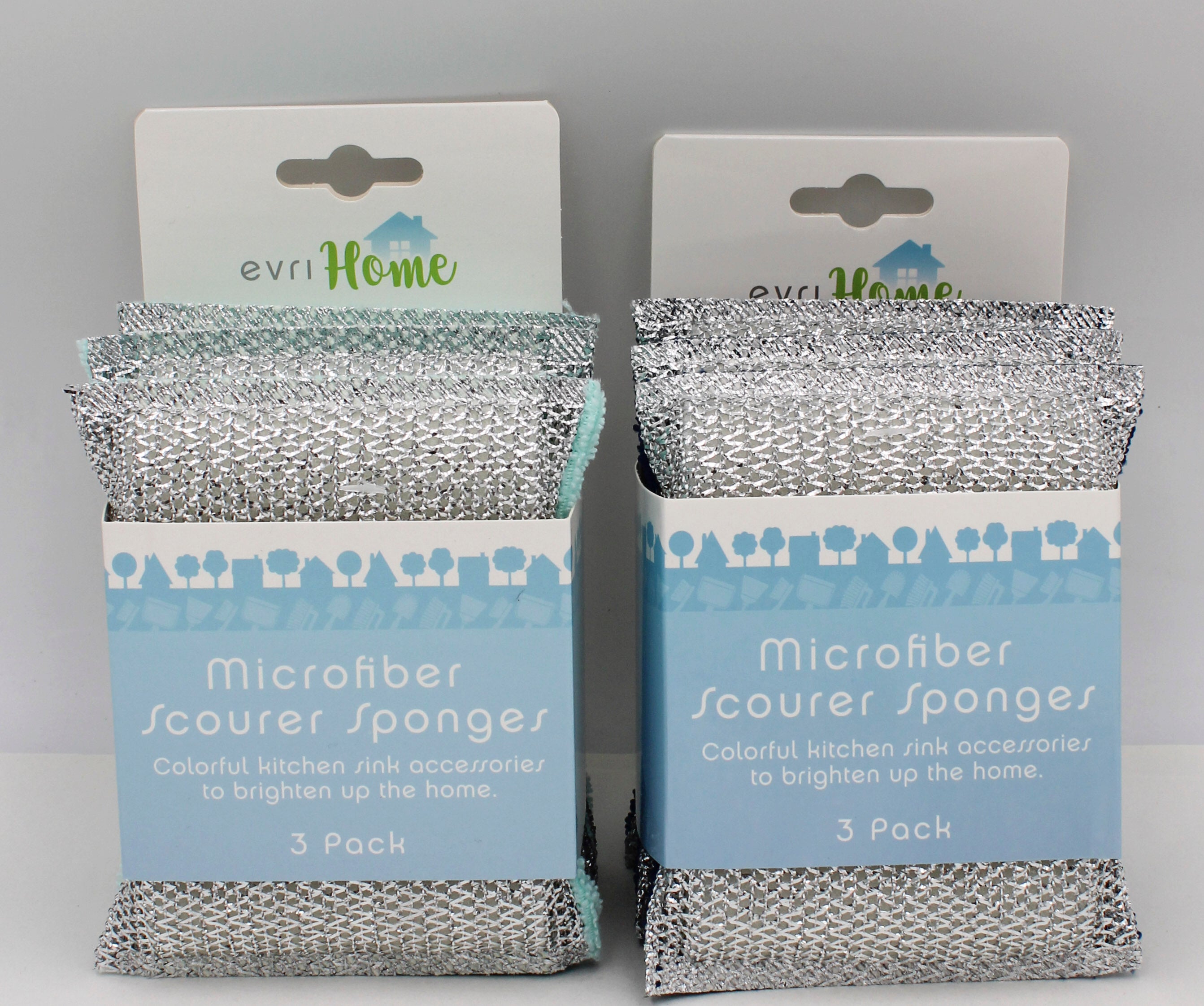 3PK MICROFIBER SCOURER SPONGES- AQUA AND INK NI