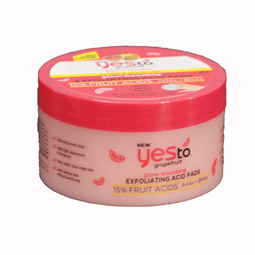 YESTO EXFOLIATING ACID PADS 12CT-GRAPEFRUIT EXP 12/31/23