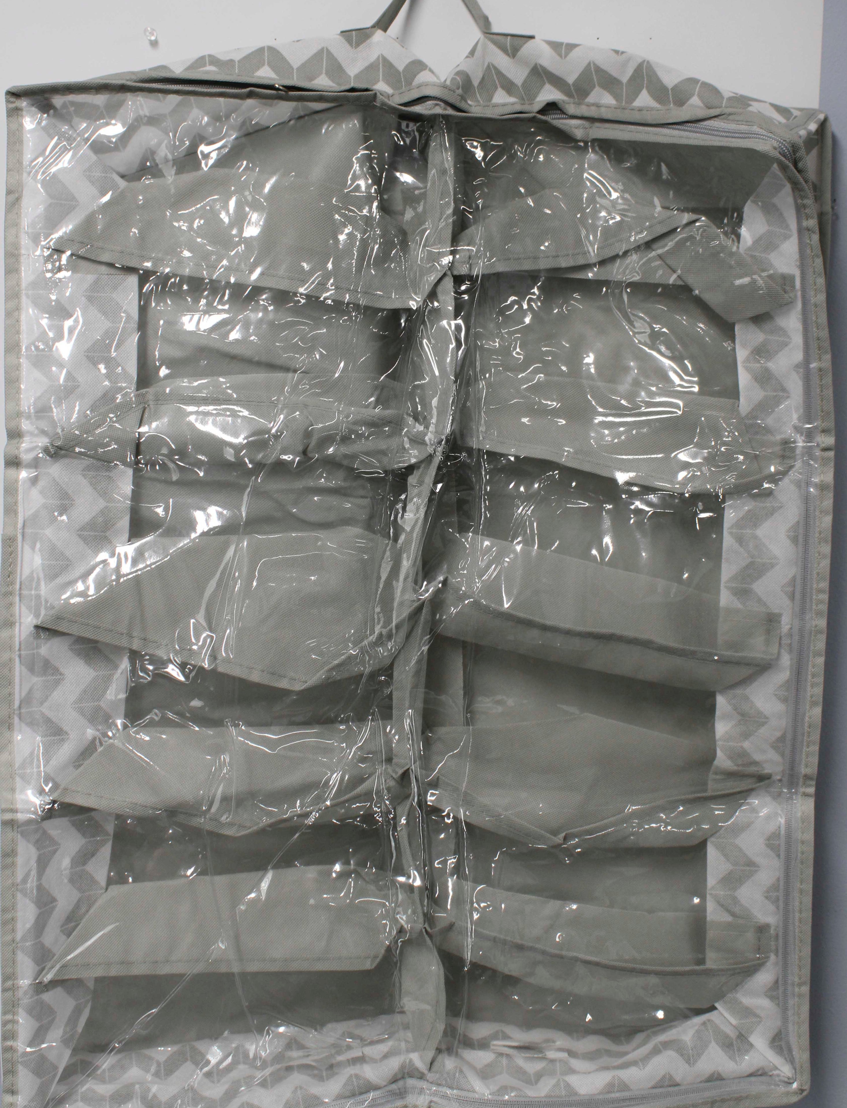 12 PAIR UNDER THE BED SHOE STORAGE CHEVRON GREY