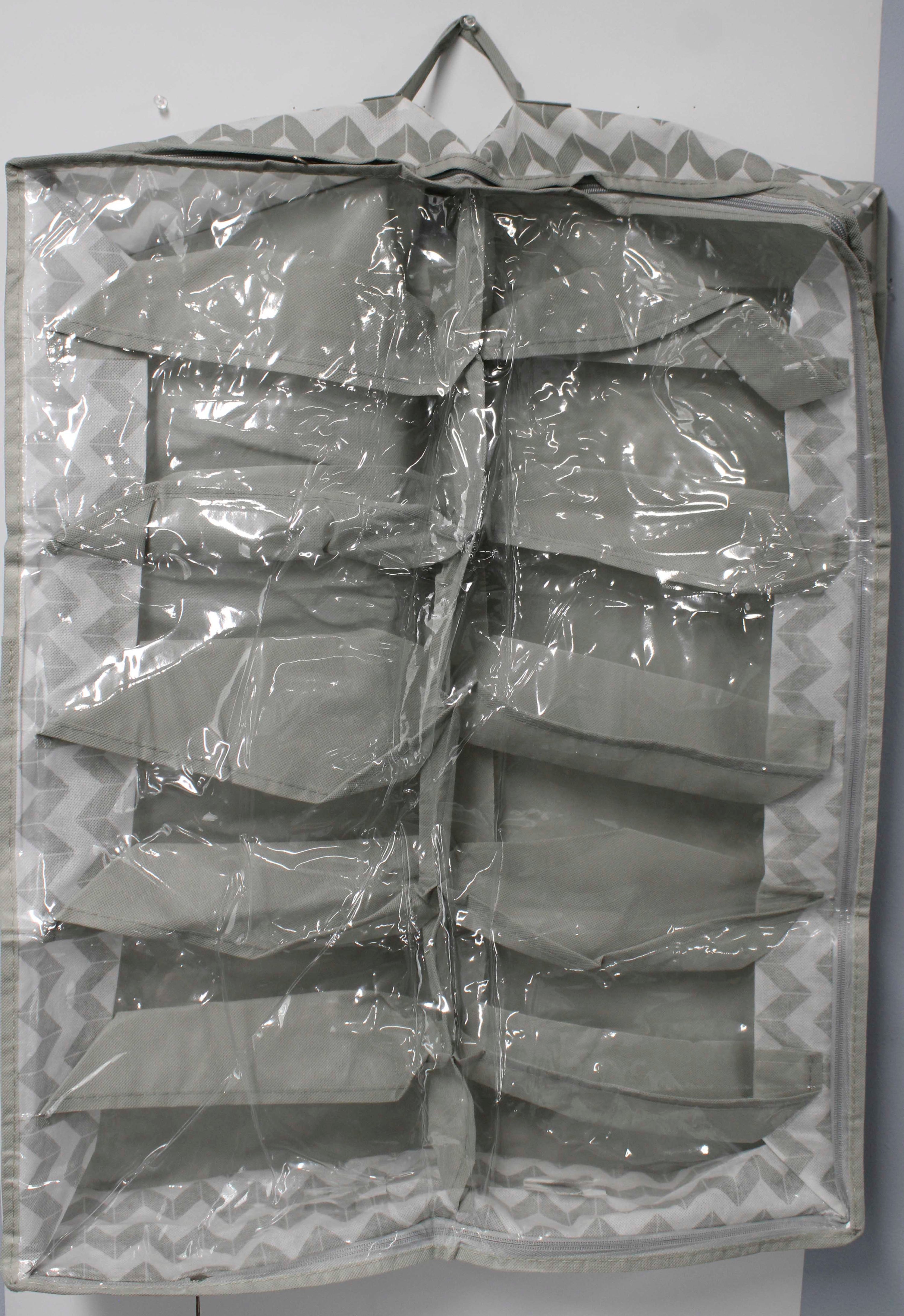 12 PAIR UNDER THE BED SHOE STORAGE CHEVRON GREY