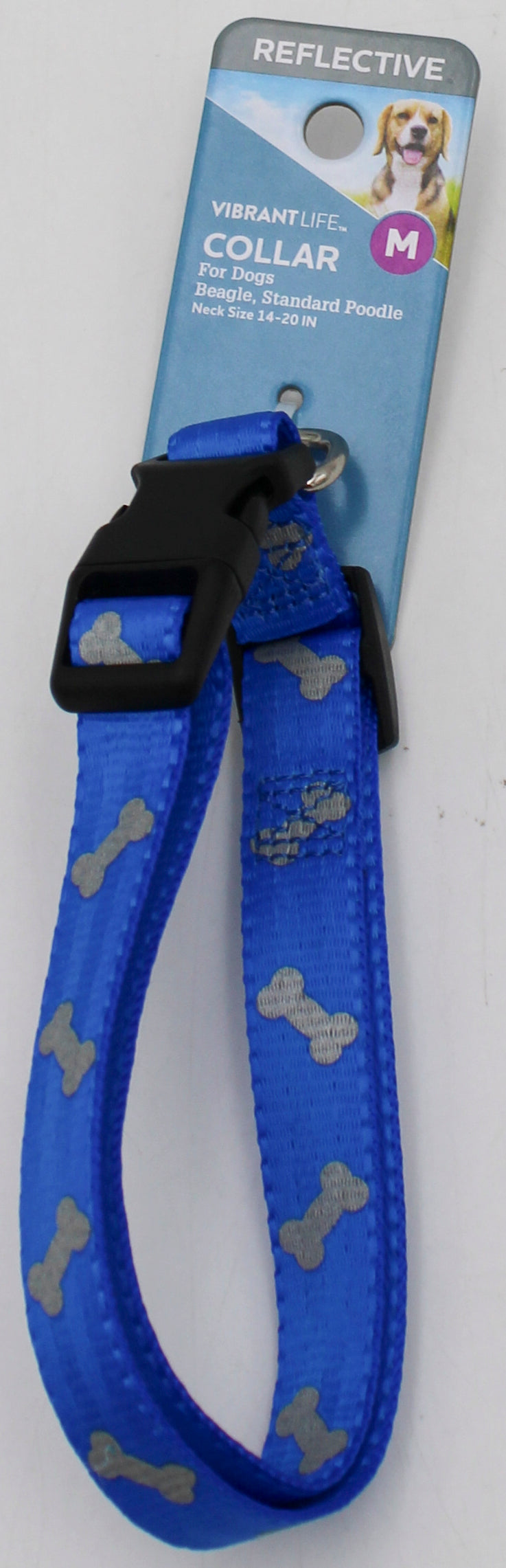 VIBRANT LIFE  MEDIUM REFLECTIVE BONES COLLAR BLUE