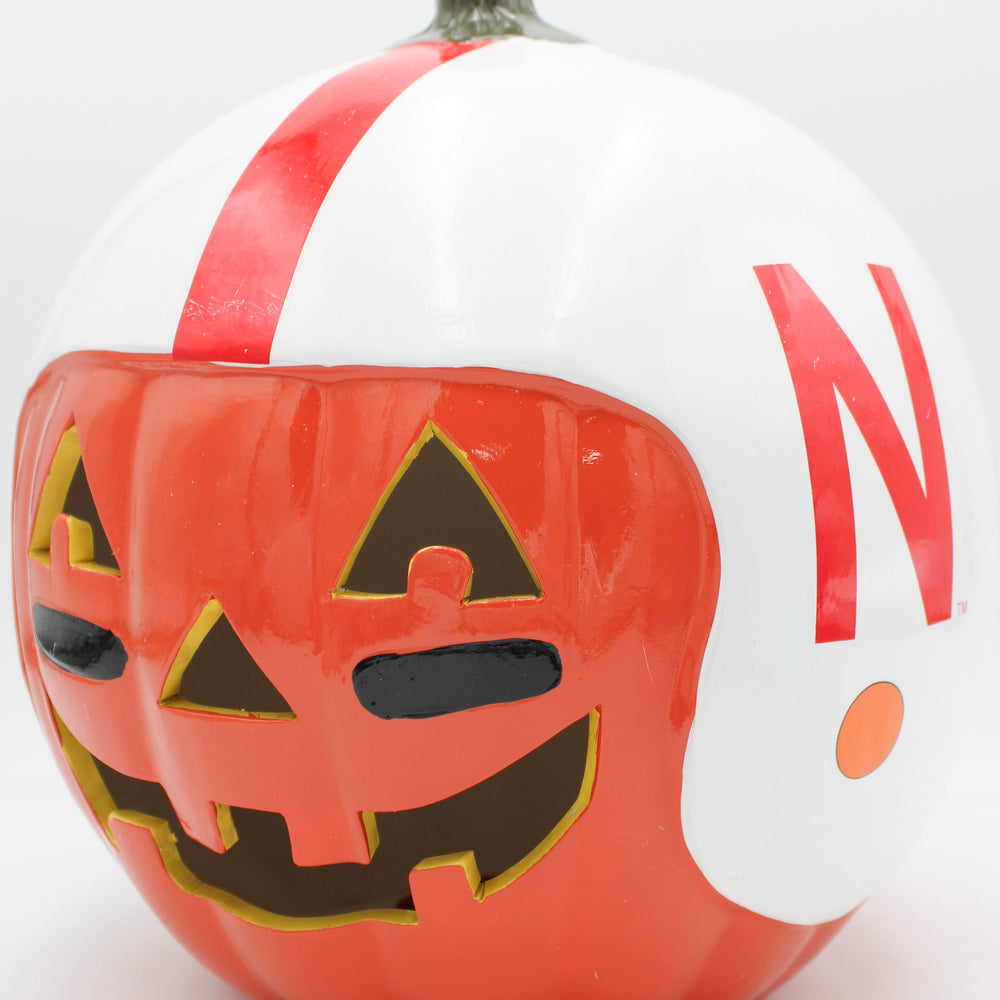NEBRASKA HUSKERS CERAMIC PUMPKIN HELMET 10"