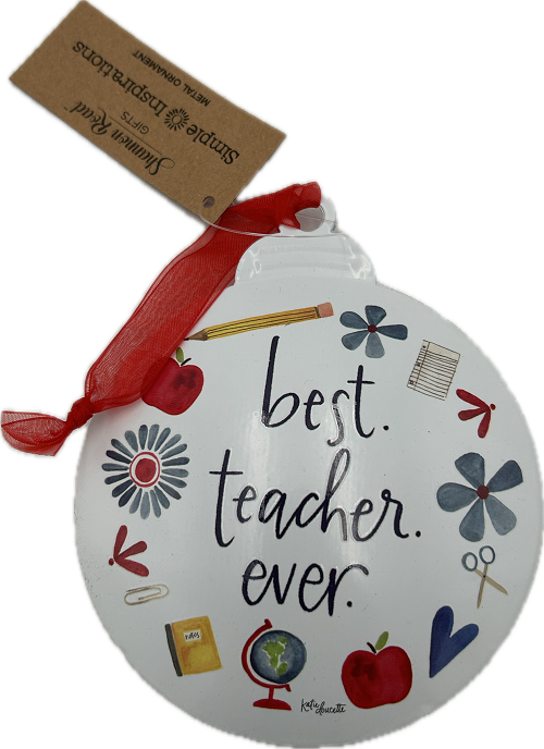 BEST TEACHER METAL ORNAMENT