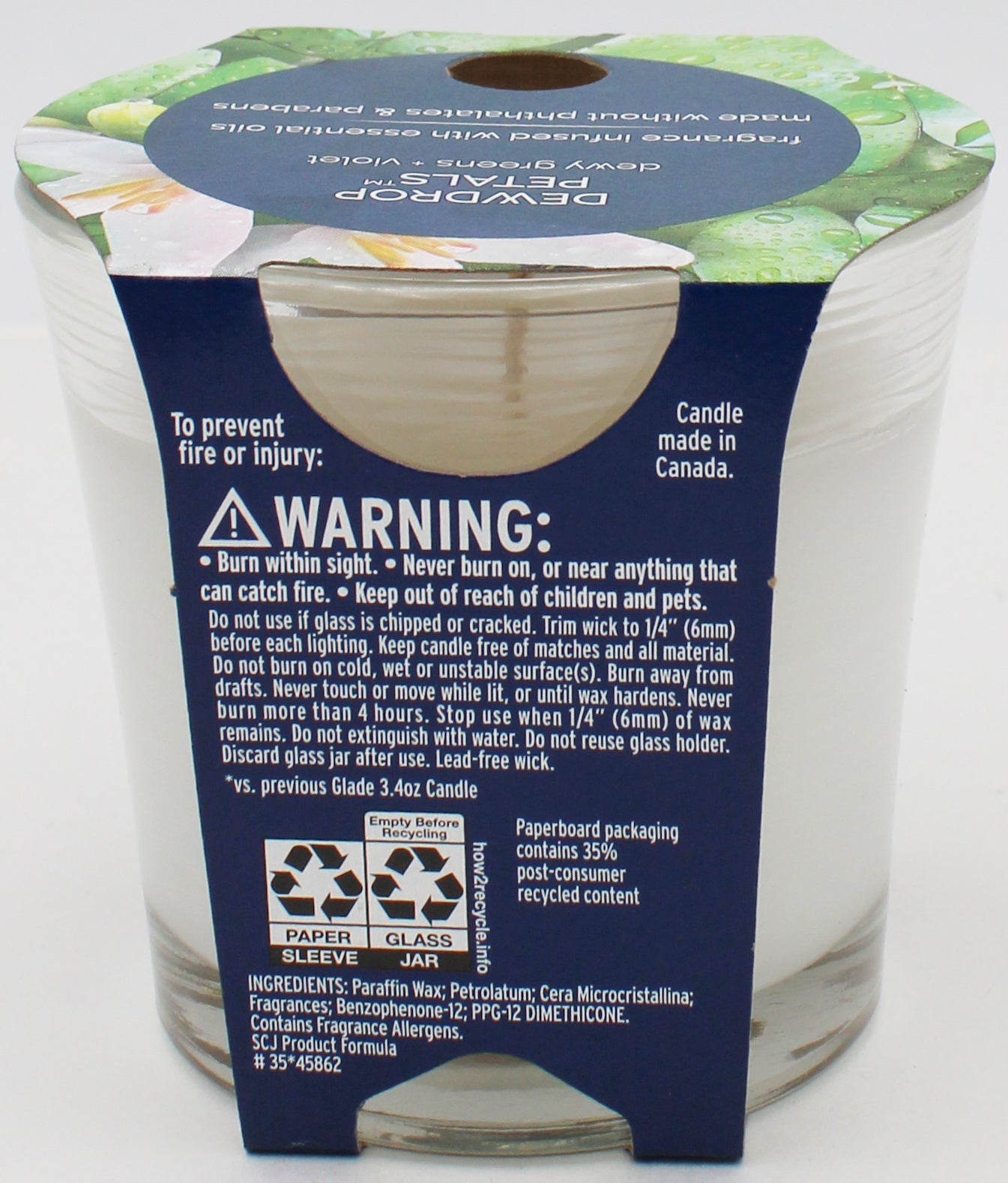 SP GLADE CANDLE DEWDROP PETALS 4.08oz US