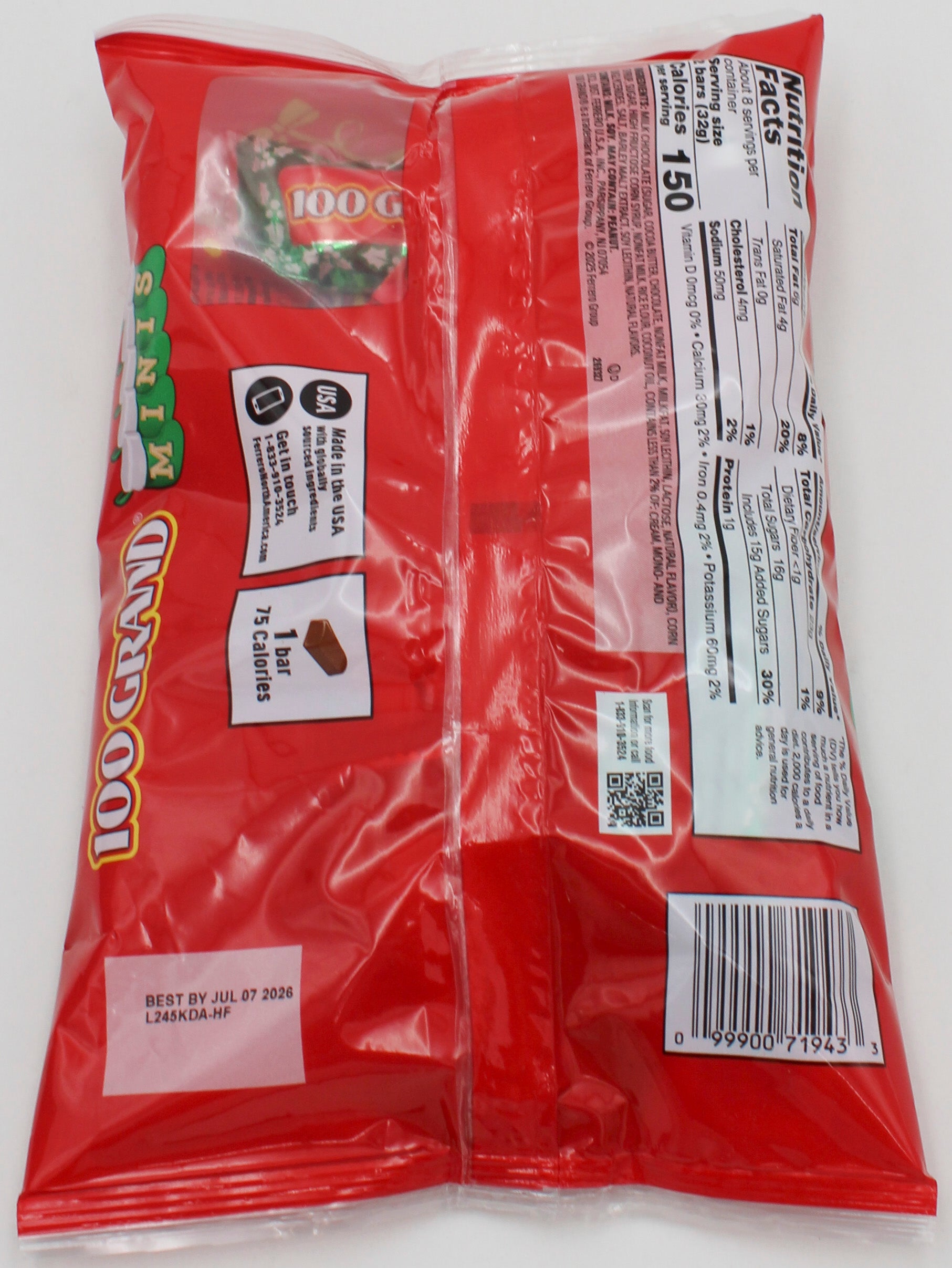100 GRAND Minis Chocolate Candy 9.2oz Bag (BB 7/7/26)