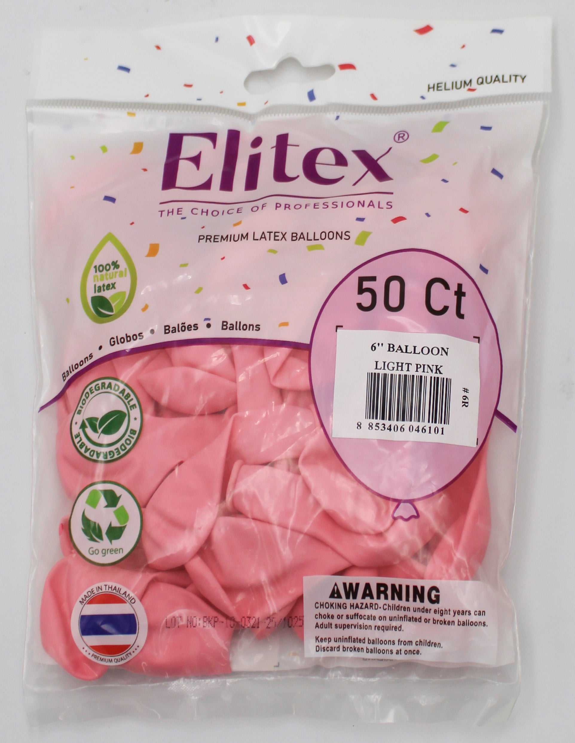 ELITEX 6" LIGHT PINK ROUND BALLOON, 50 PACK