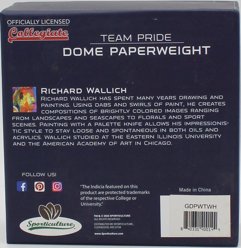 WASHINGTON HUSKIES GLASS DOME PAPERWEIGHT 4"