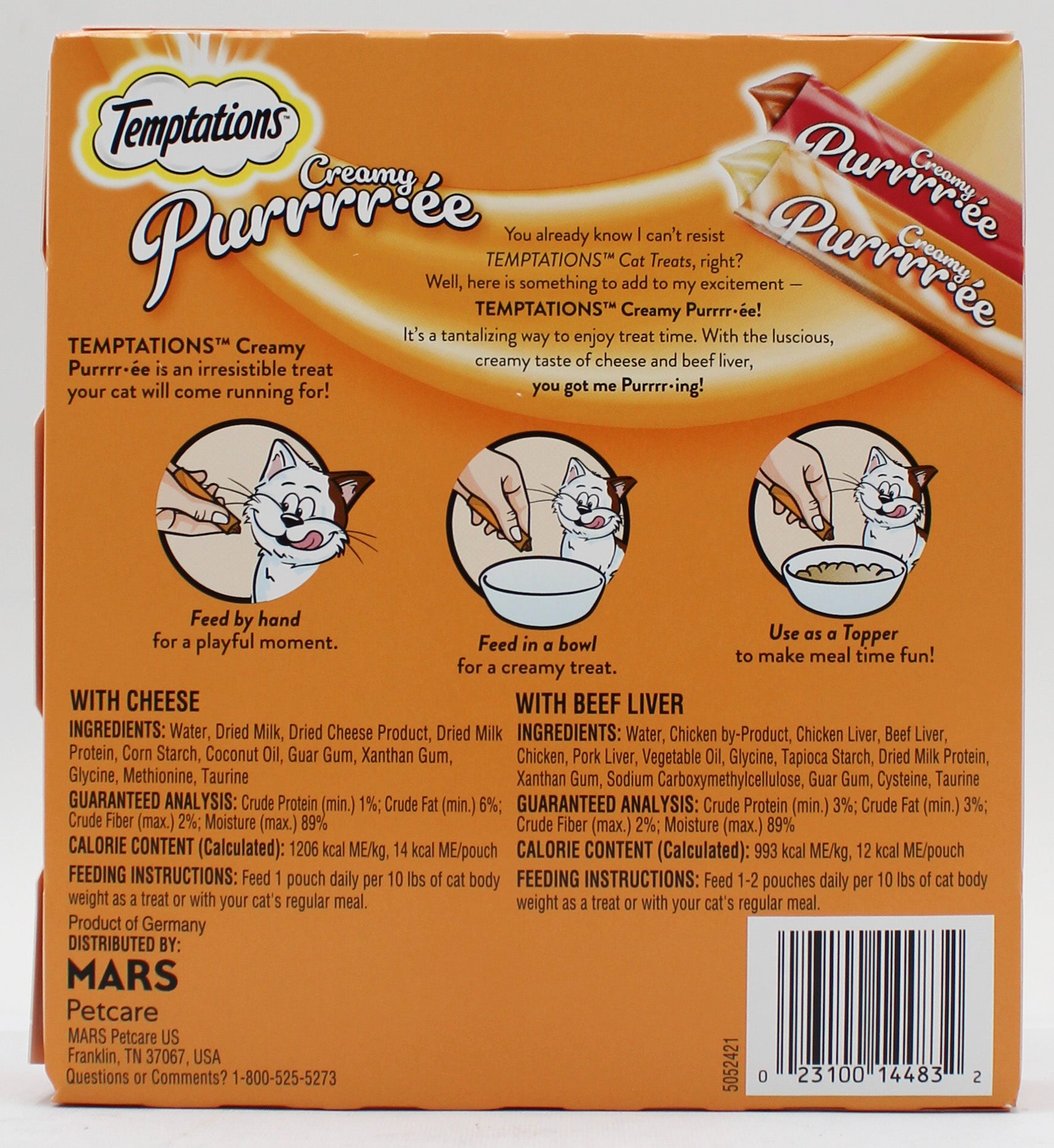 TEMPTATIONS CREAMY PUREE WITH BEEF LIVER & CHEESE VARIETY PACK LICKABLE CAT TREATS, 12-GM POUCH, 24 COUNT BB 2/14/2027