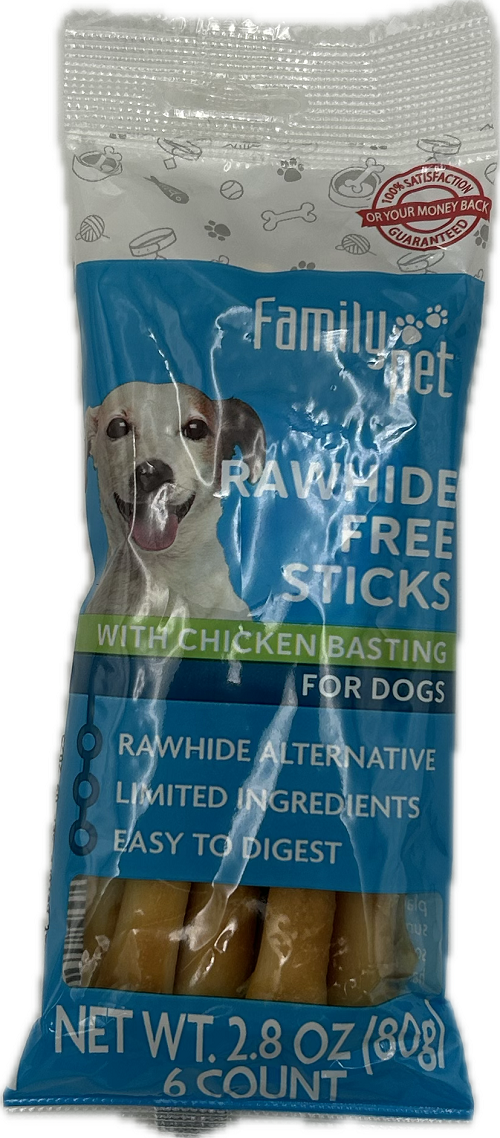 6 Pack 5" Hide Free Sticks with Chicken Breast Basting  BEST BY 9/09/25