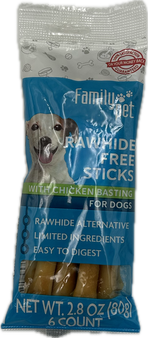 6 Pack 5" Hide Free Sticks with Chicken Breast Basting  EXPIRATION DATE: 9/09/25