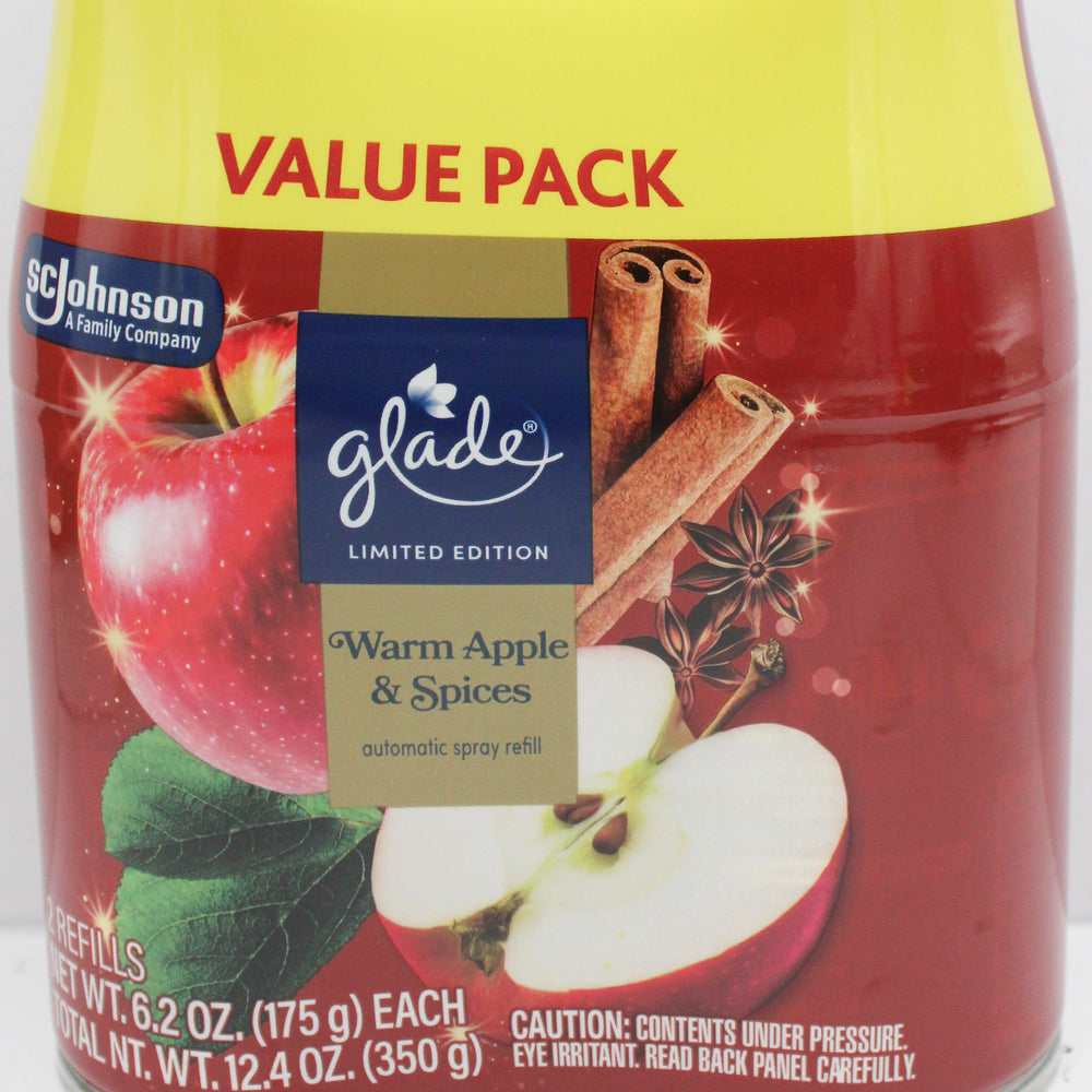 GLADE AUTOMATIC WARM APPLE & SPICES 2 REFILLS 6.2 oz.