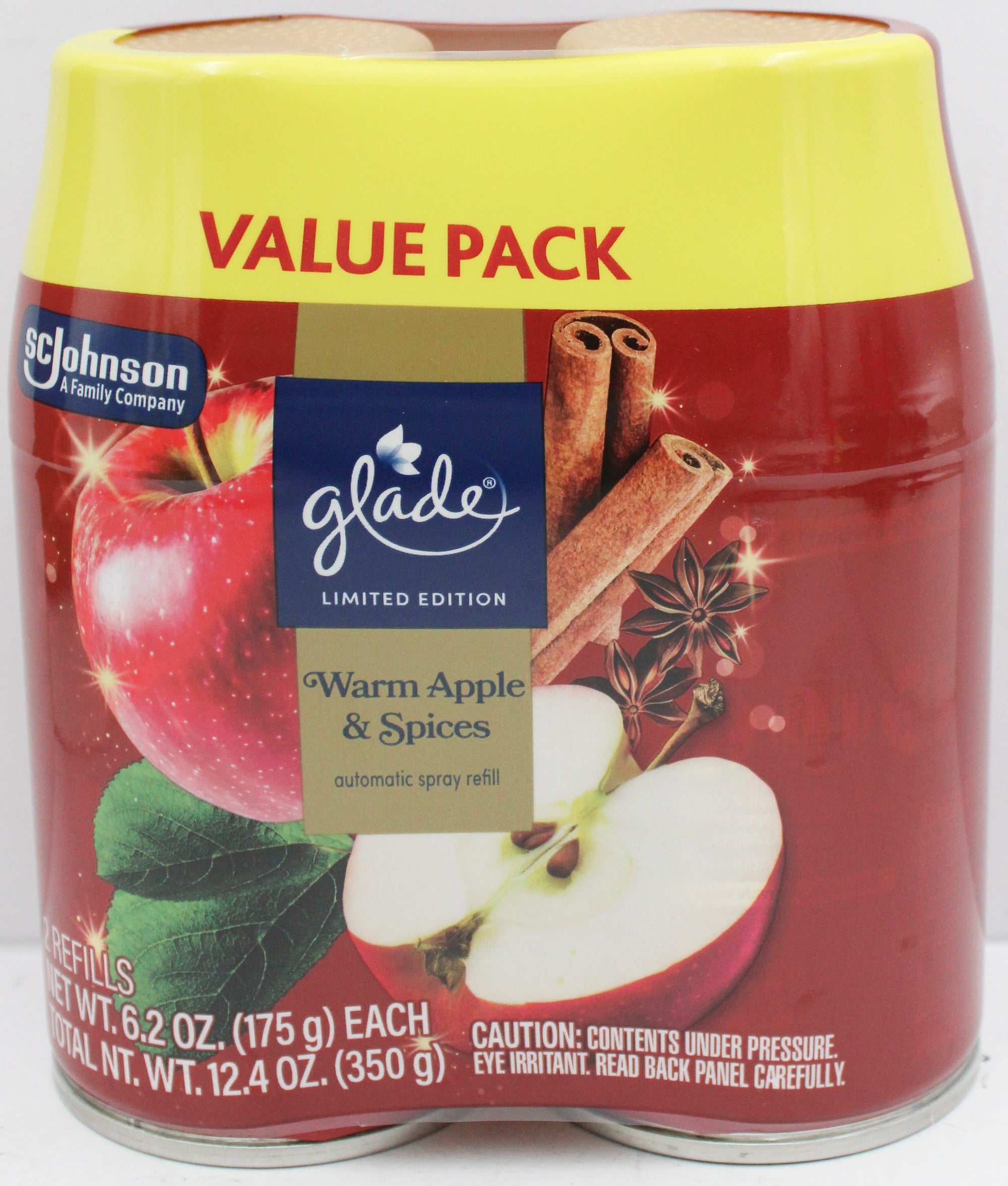 GLADE AUTOMATIC WARM APPLE & SPICES 2 REFILLS 6.2oz