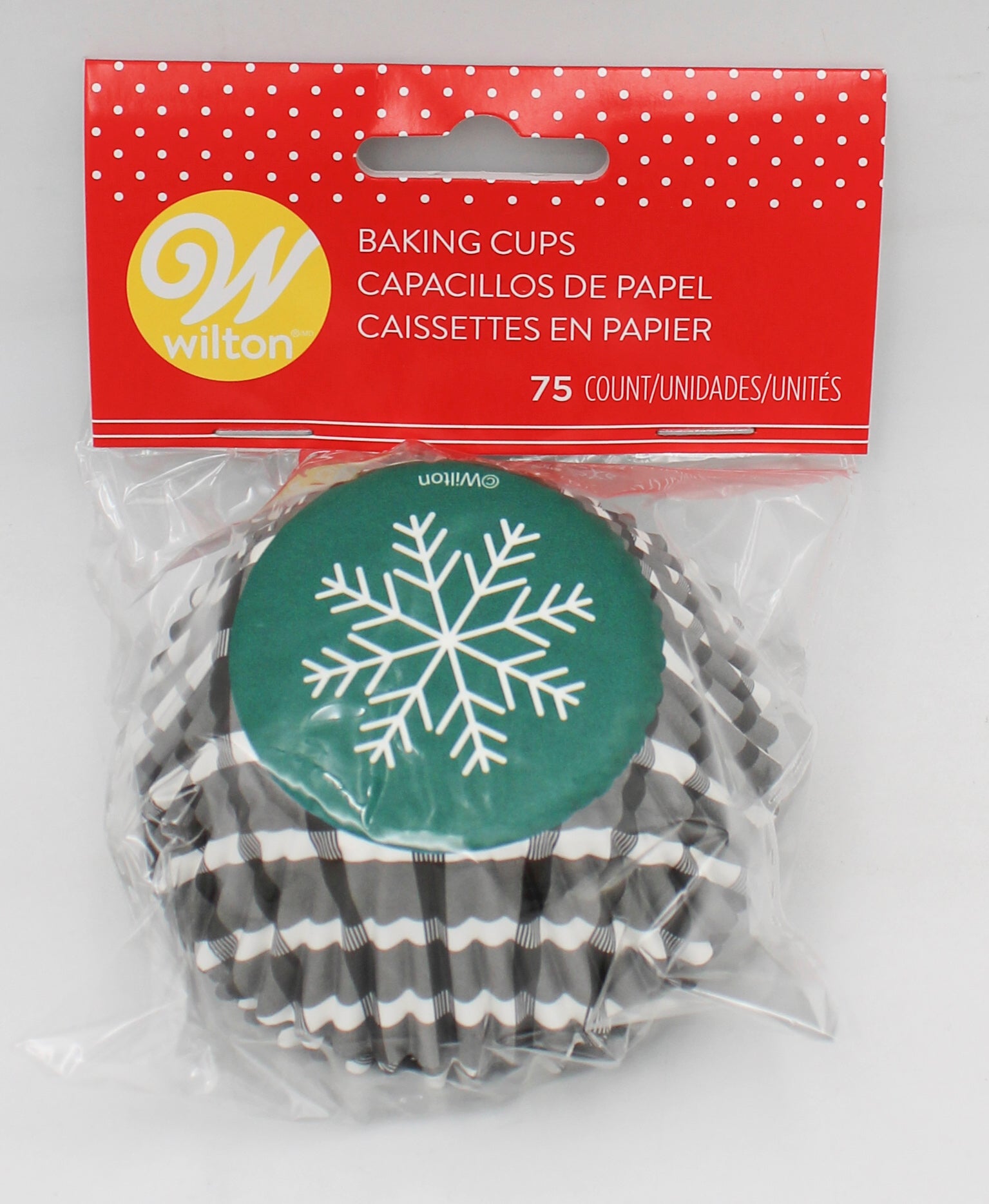 WILTON 75CT HOLIDAY PLAID SNOWFLAKE CUPCAKE LINERS