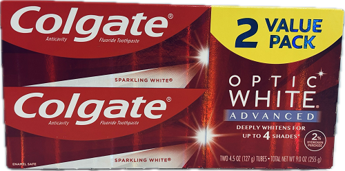 COLGATE OPTIC WHITE ADVANCED 2PK 4.5oz SPARKLING WHITE EXP 11/31/24NI