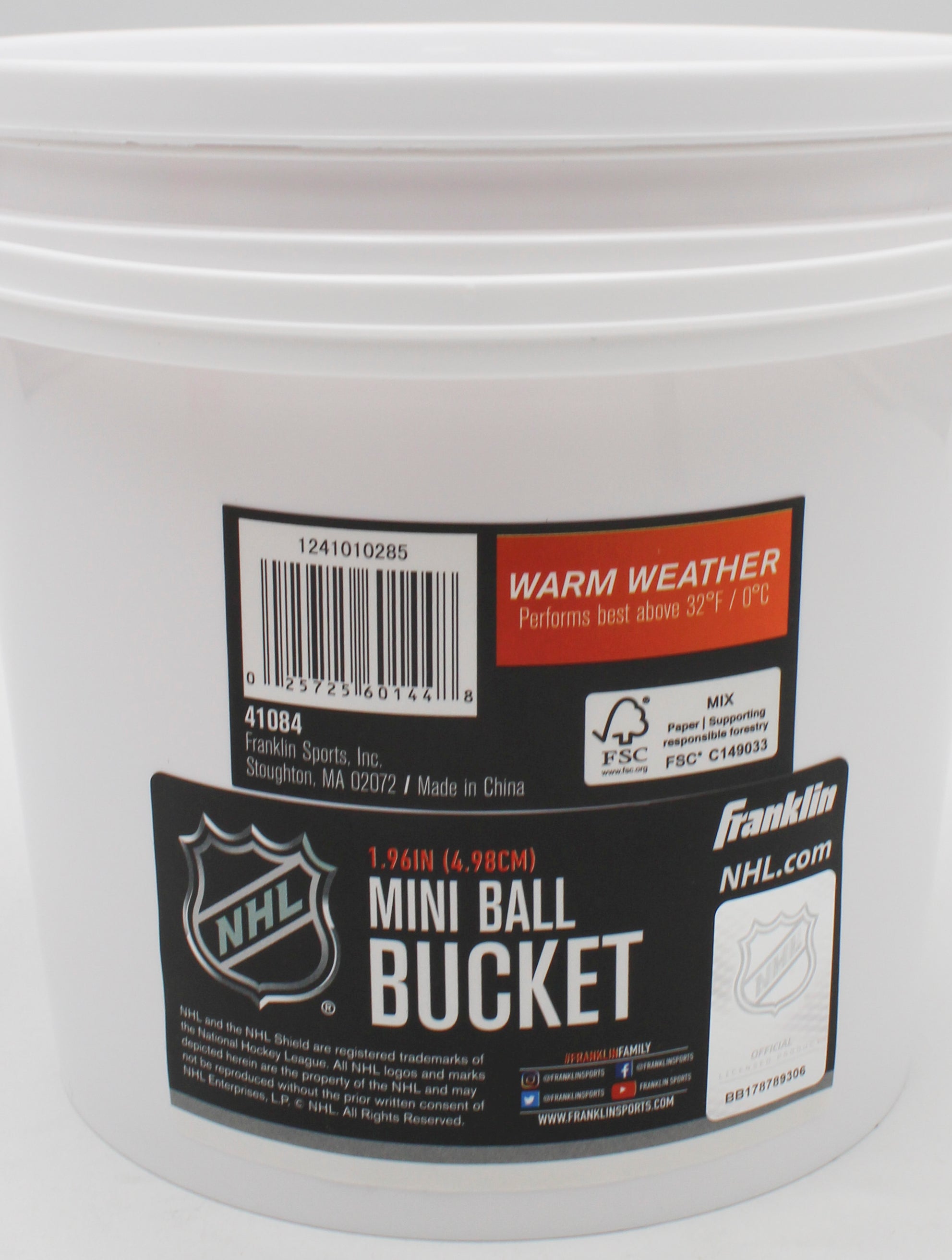 NHL FRANKLIN MINI STREET HOCKEY BUCKET 15 BALLS