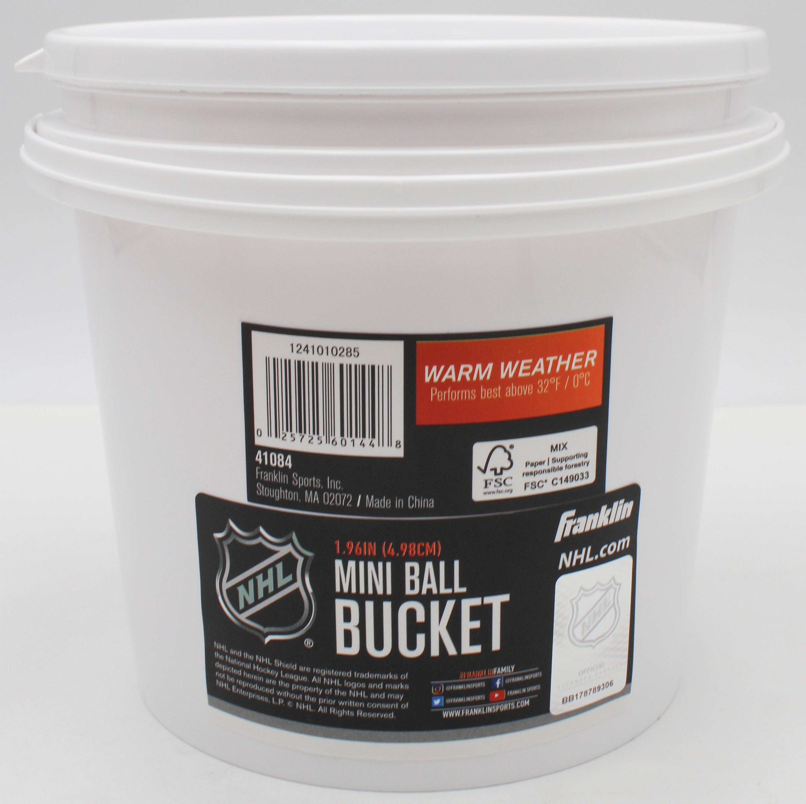 NHL FRANKLIN MINI STREET HOCKEY BUCKET 15 BALLS