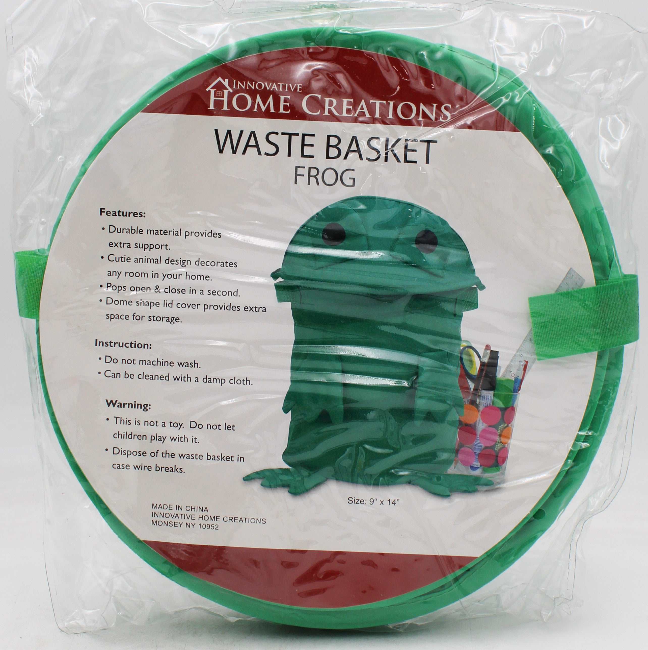 9''x14'' FOLDABLE WASTE BASKET - FROG