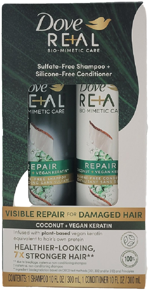 DOVE REAL SHAMPOO AND CONDITIONER COCONUT 2CT 10oz