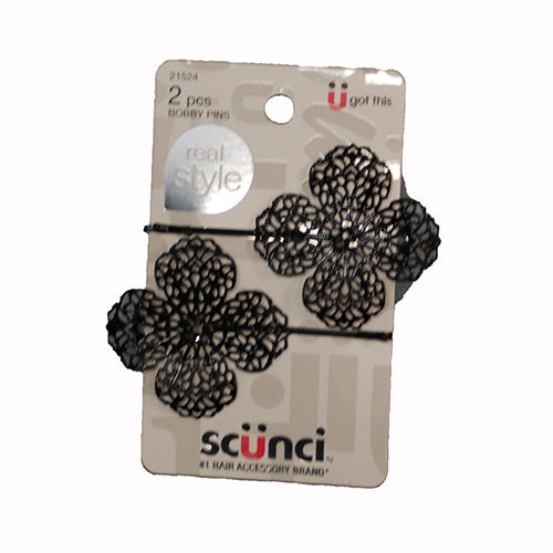 SP SCUNCI FLOWE 2-CT BOBBY PINS NI