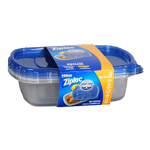 ZIPLOC SMARTSNAP 2 RECTANGLE CONTAINERS 1.5QTS