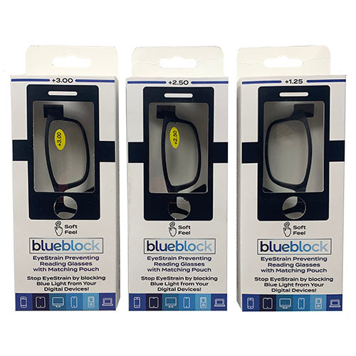 BLUEBLCK READING GLASSES-ASST DSPLY