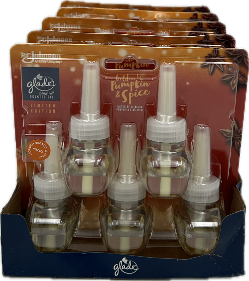GLADE PLUG IN SCENTED OIL GOLDEN PUMPKIN & SPICE 5 REFILLS 3.35floz US