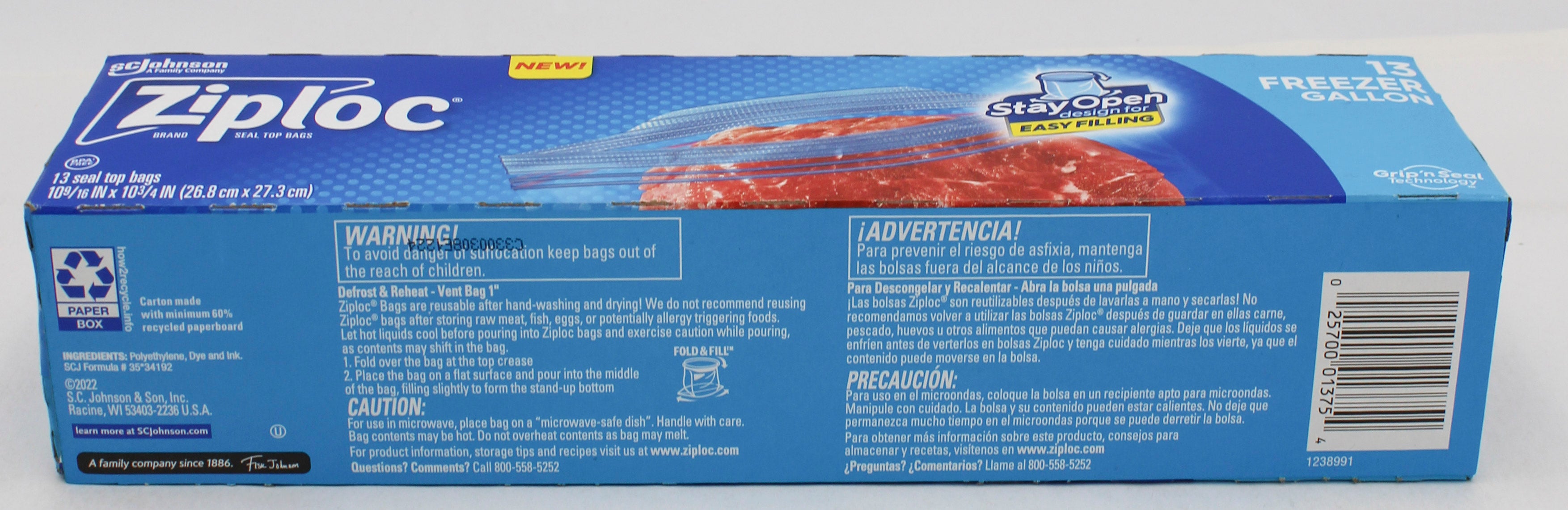 SP ZIPLOC BAG FREEZER 13CT GALLON.