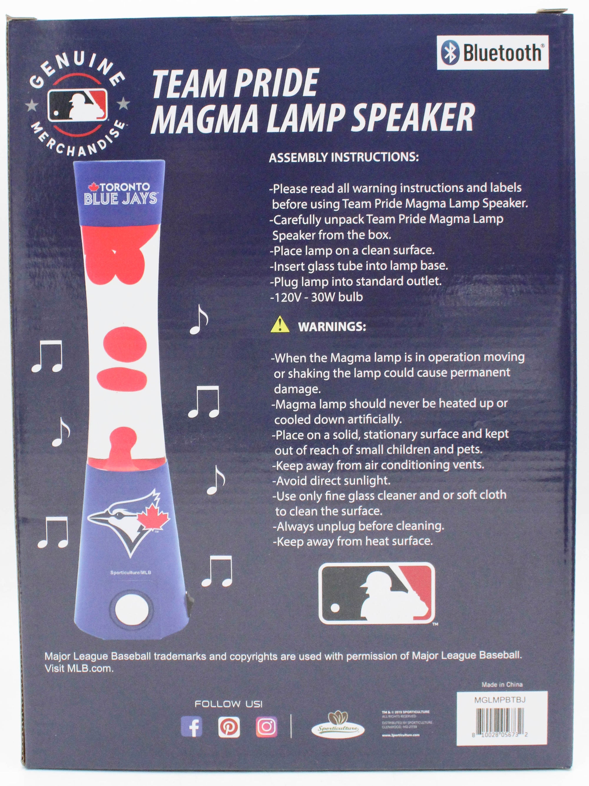 OFFICIALLY LICENSED TORONTO BLUE JAYS MAGMA LAMP SPEAKER 16.5"