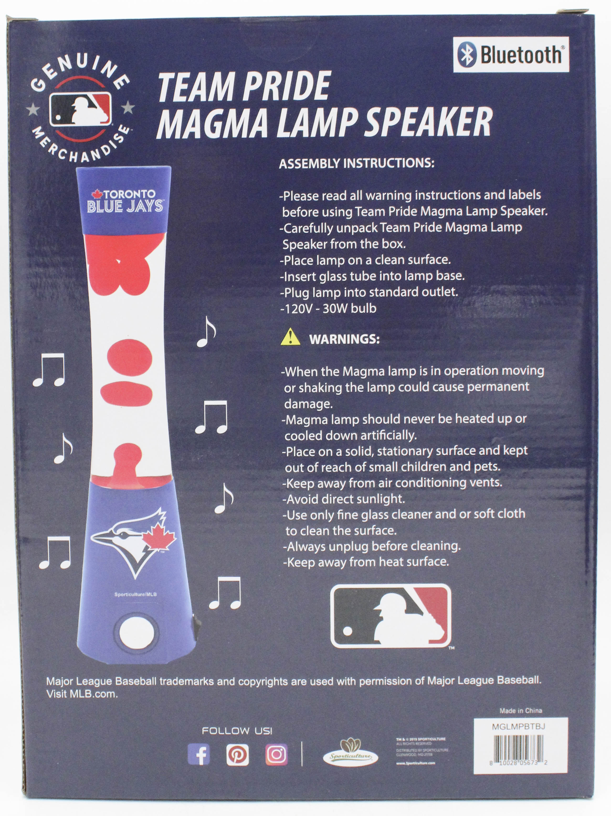 MLB TORONTO BLUE JAYS LAVA LAMP SPEAKER 16.5"