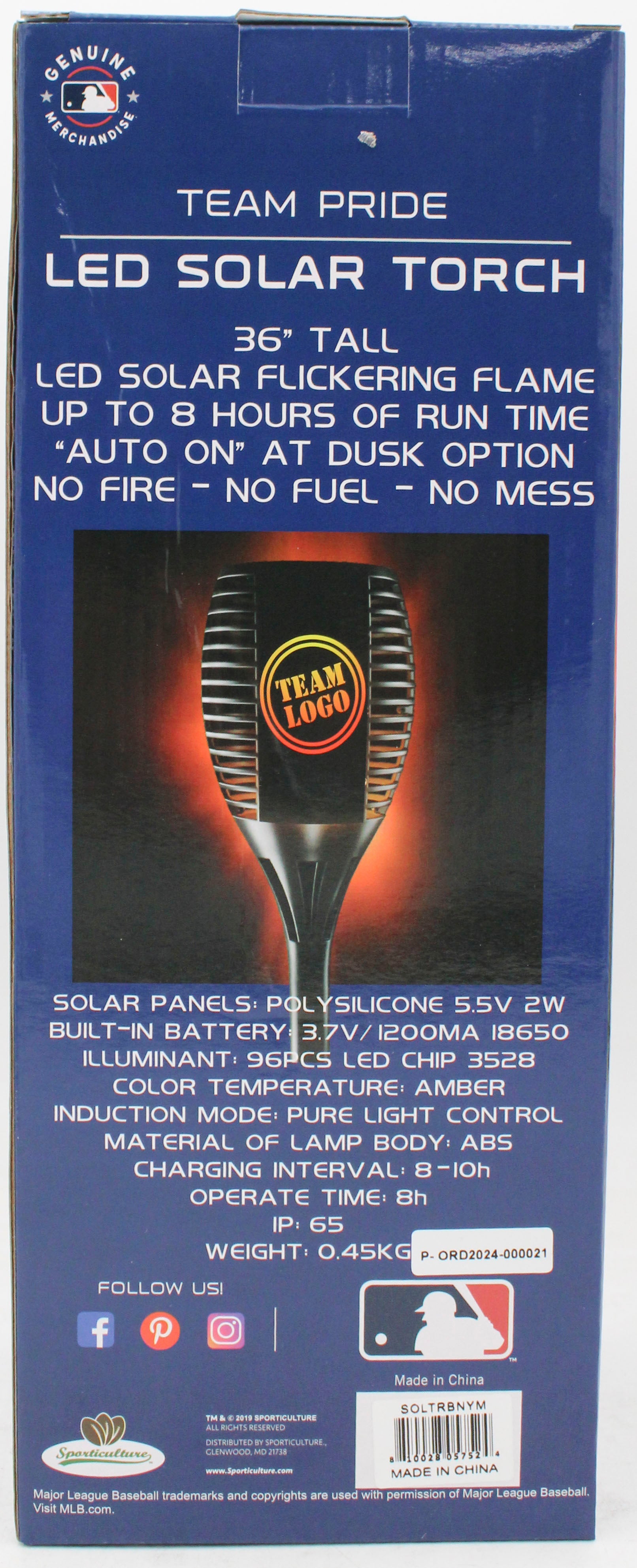 NEW YORK METS LED SOLAR TORCH 36"