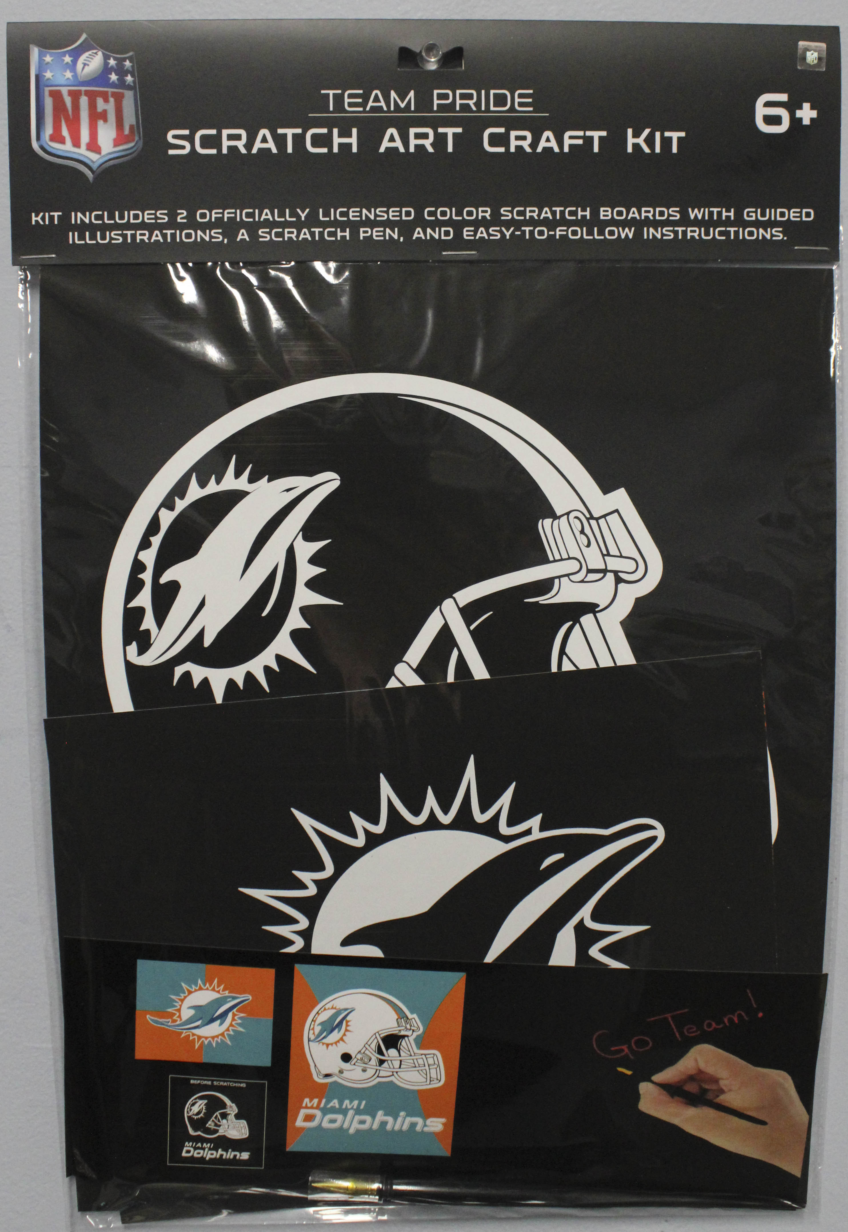 OFFICIALLY LICENSED MIAMI DOLPHINS SCRATCH ART CRAFT KIT