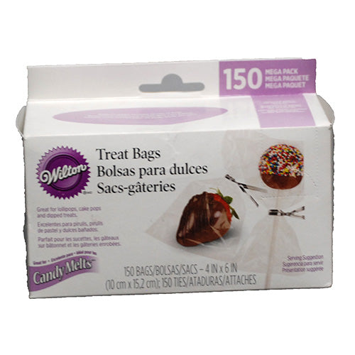 WILTON TREAT BAG W/TIES 150-CT 4''X6'' CLEAR.