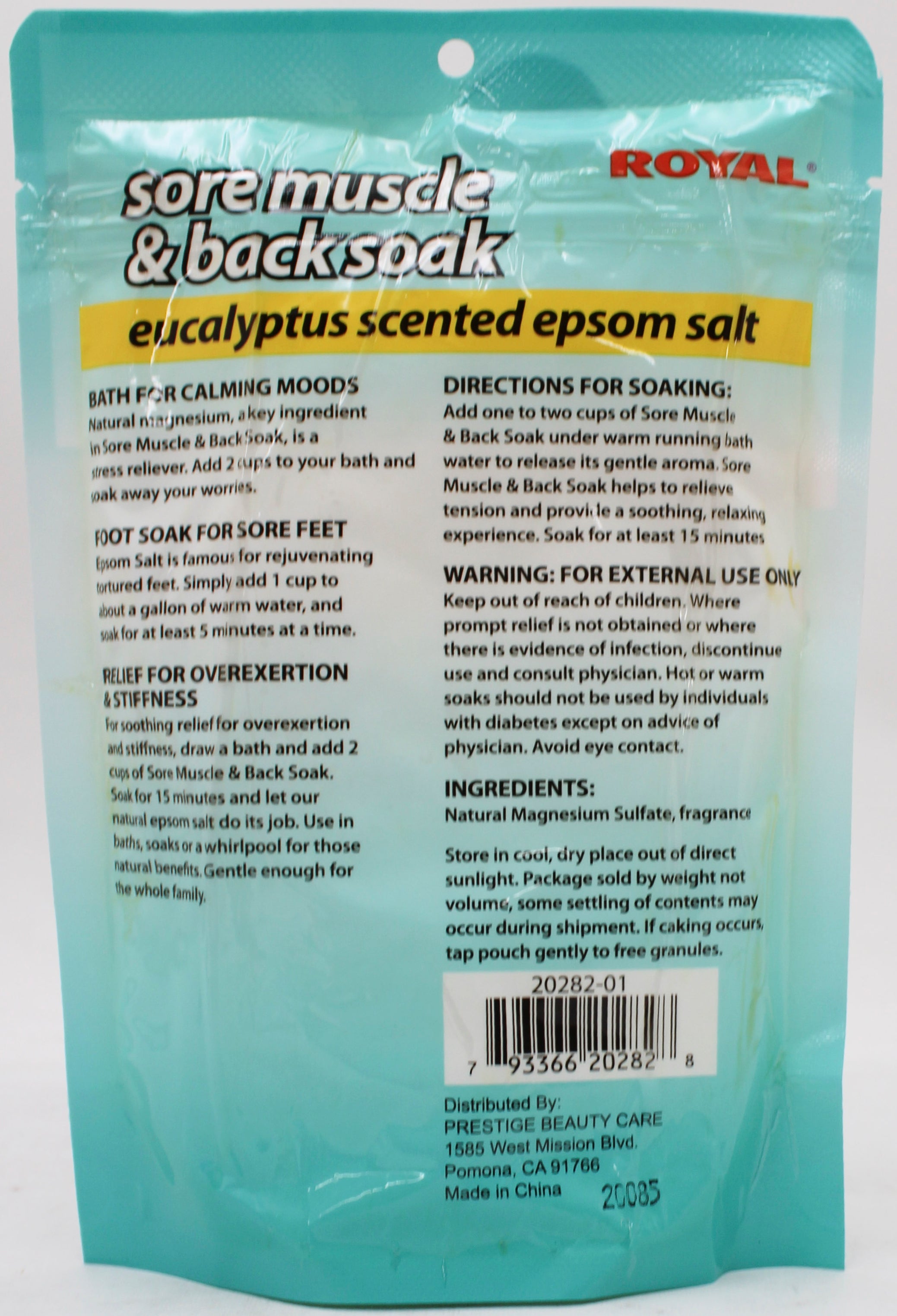 16oz EPSOM SALT MUSCLE & BACK SOAK EUCALYPTUS