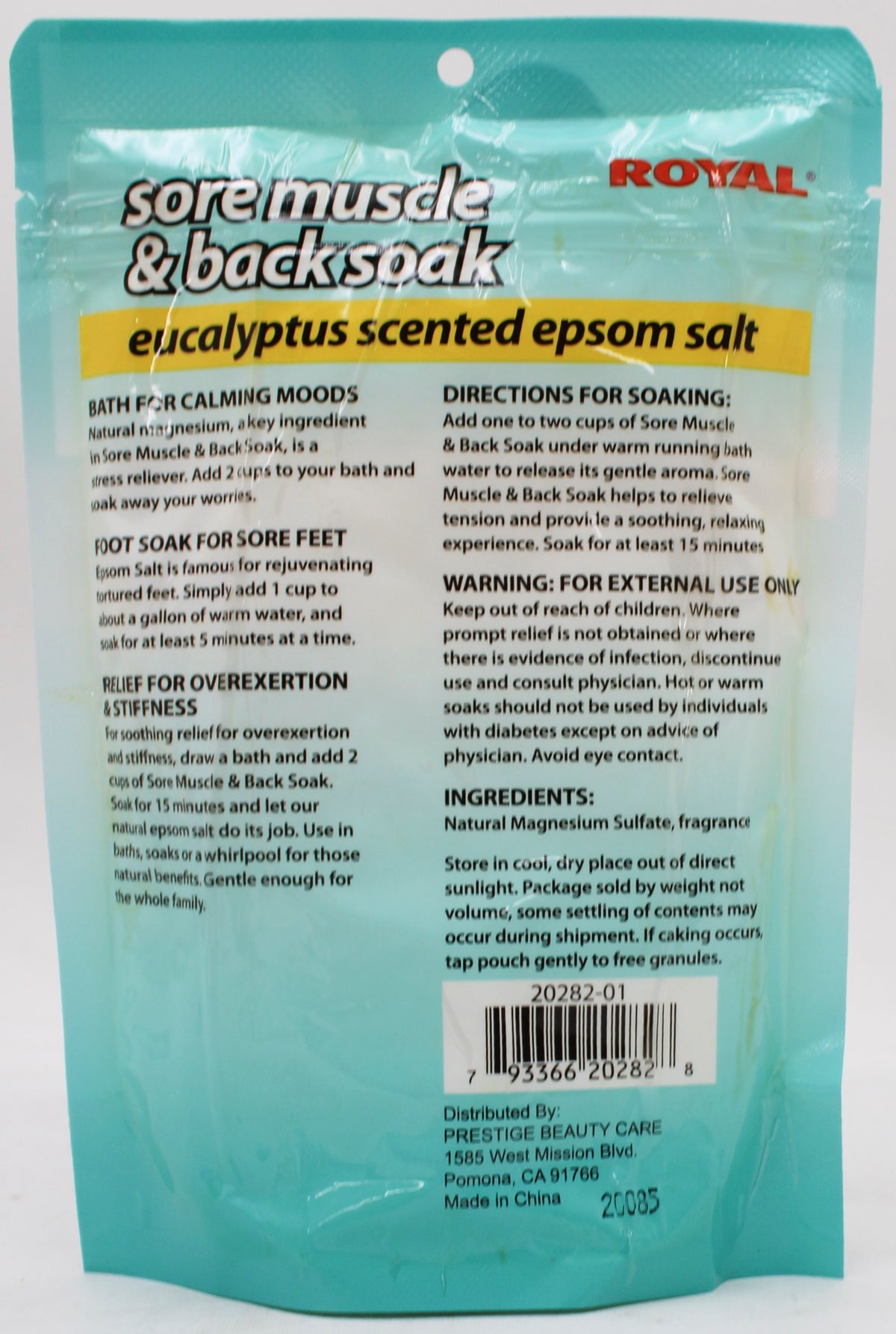 16oz EPSOM SALT MUSCLE & BACK SOAK EUCALYPTUS