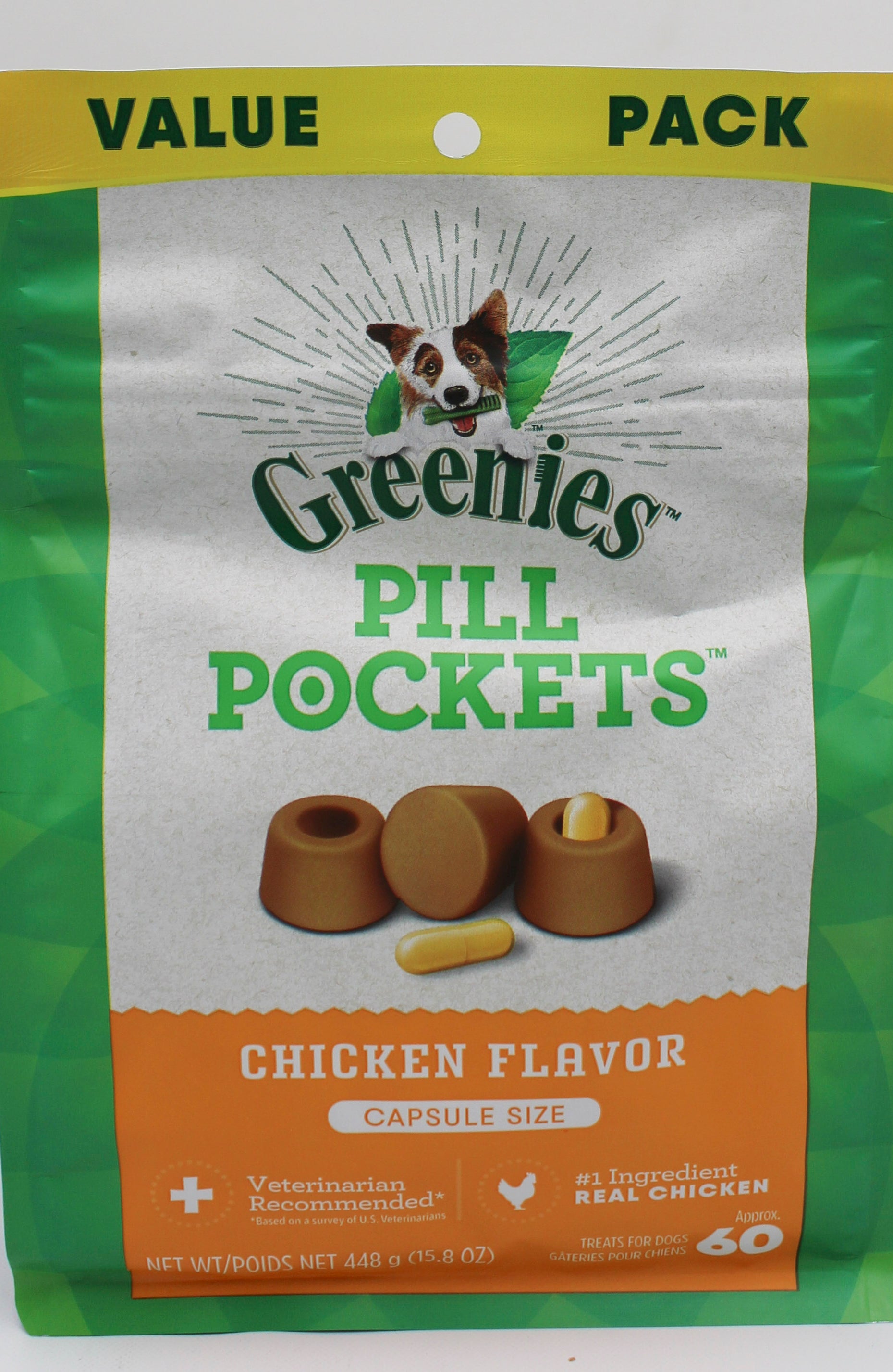 GREENIES PILL POCKETS CHICKEN FLAVOR LARGE CAPSULE SIZE SOFT DOG TREATS 15.8 OZ (60 PK) BB 2/13/2027