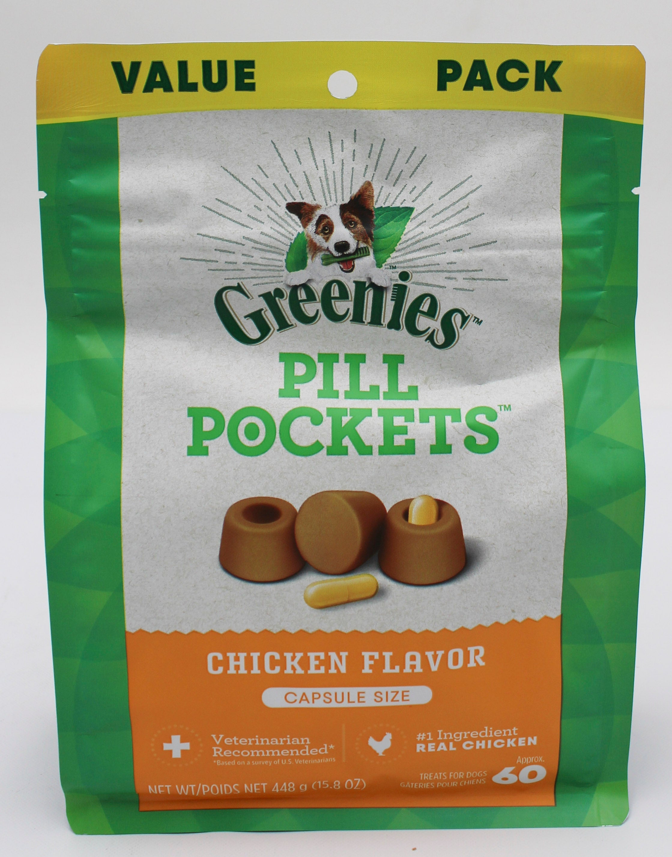 GREENIES PILL POCKETS CHICKEN FLAVOR LARGE CAPSULE SIZE SOFT DOG TREATS 15.8 OZ (60 PK) BB 2/13/2027