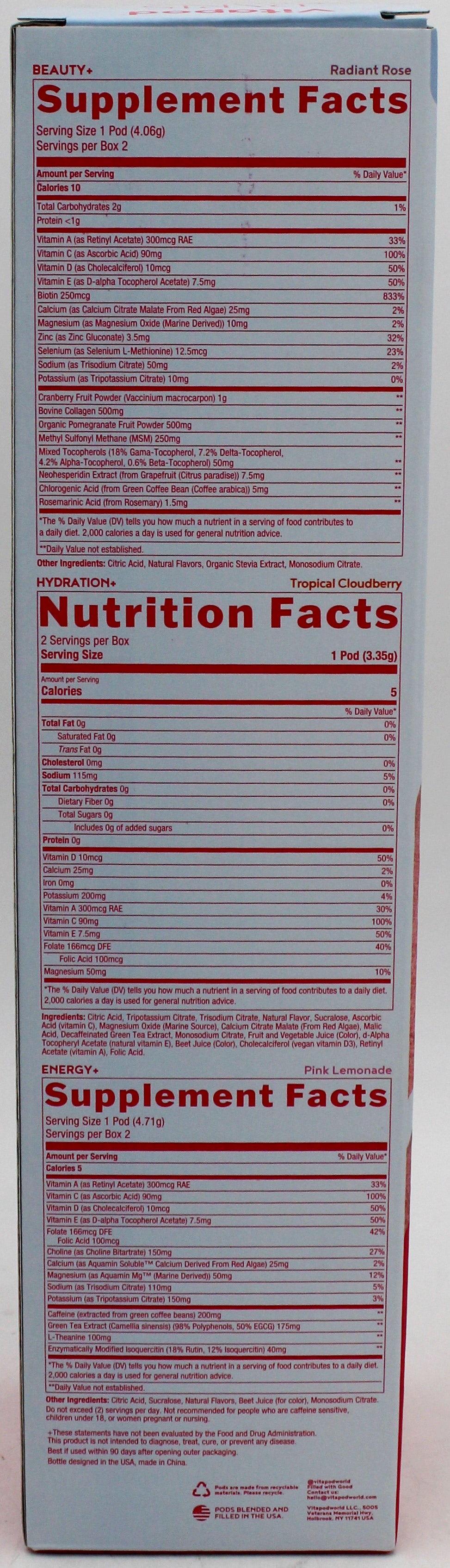 PARIS HILTON 22OZ HYDRATION BOTTLE W/ STRAW + 6 VITAPODS SYSTEM - BLUE EXP-09/2026