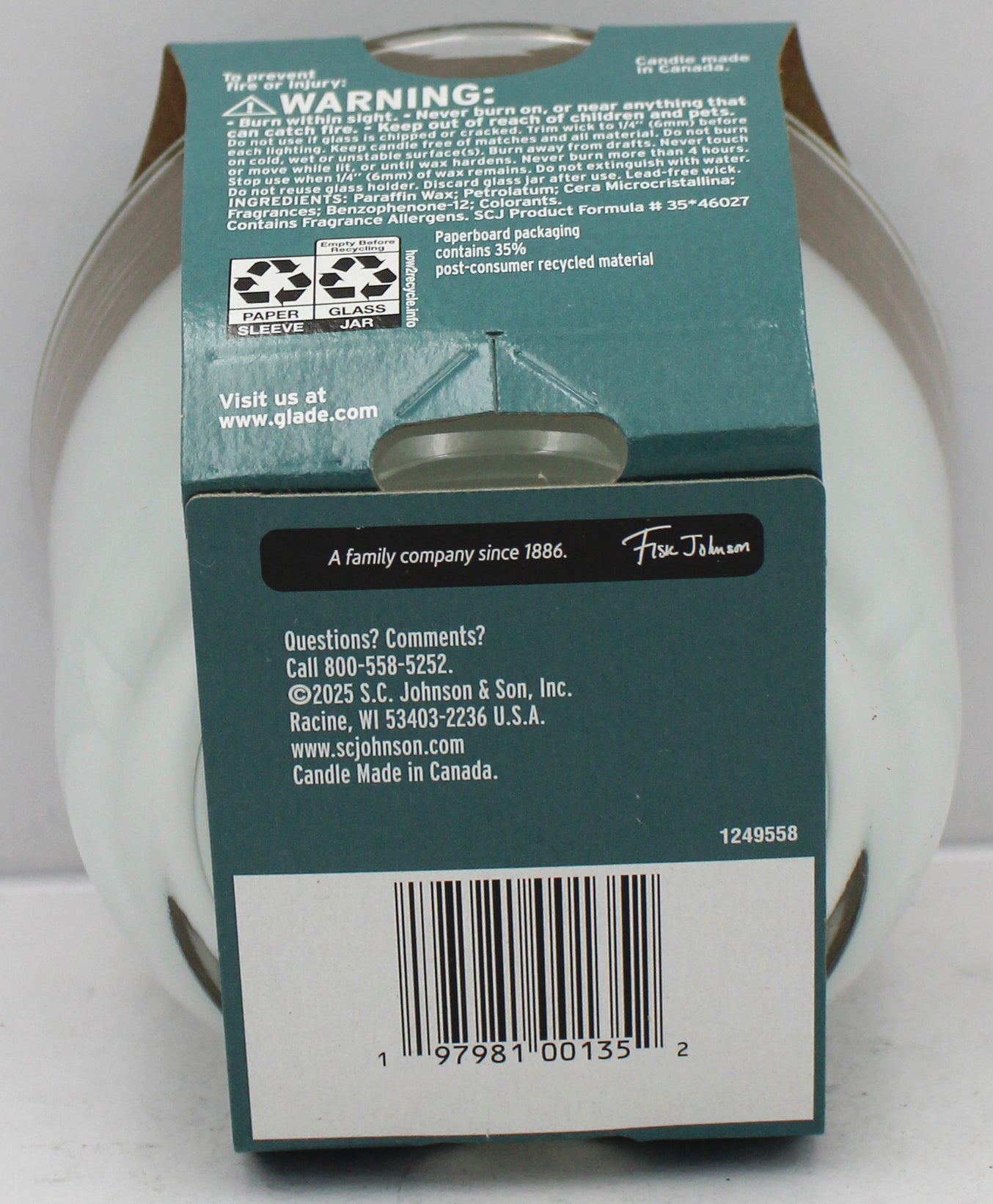 GLADE 3-WICK CANDLE BERGAMOT & EUCALYPTUS 6.8oz. US