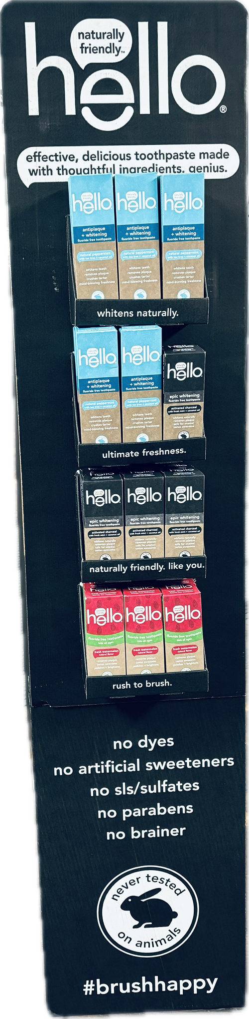 HELLO 24CT ASSORTED TOOTHPASTE FLOORSTAND DISPLAY EXP 11-2024.