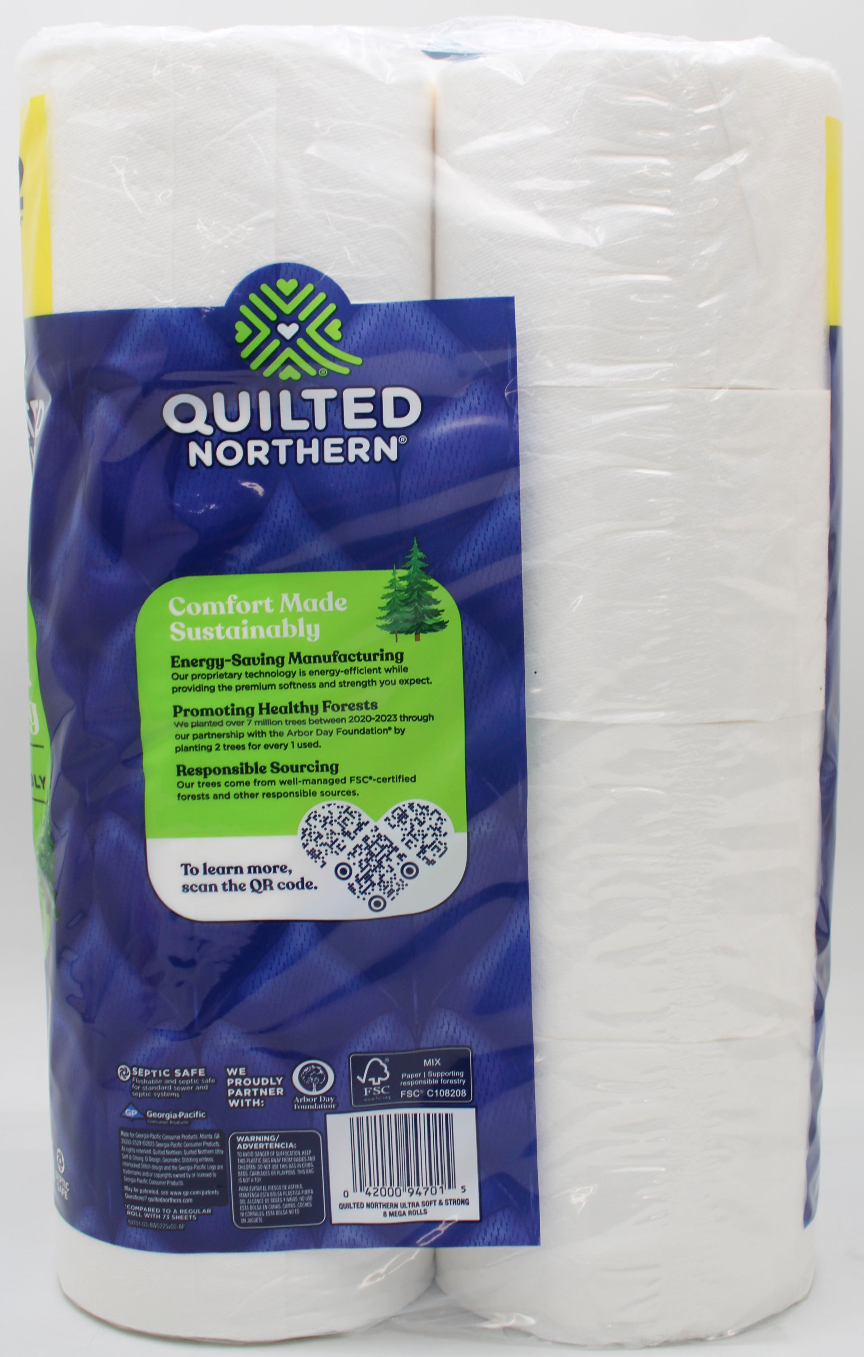 8 MEGA ROLL ULTRA SOFT AND STRONG QUILTED NORTHERN TOILET PAPER