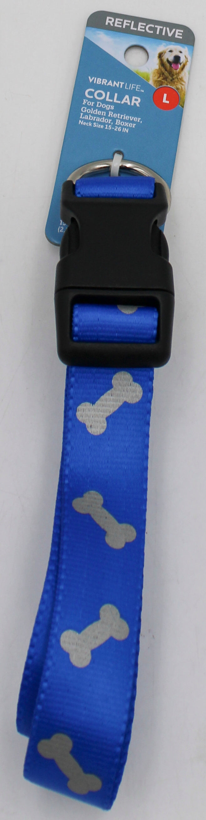 VIBRANT LIFE  LARGE REFLECTIVE BONES COLLAR BLUE