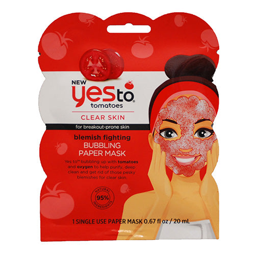 YESTO TOMATOES BLEMISH FIGHTING BUBBLING PAPER MASK (1MASK) EXP12/31/23