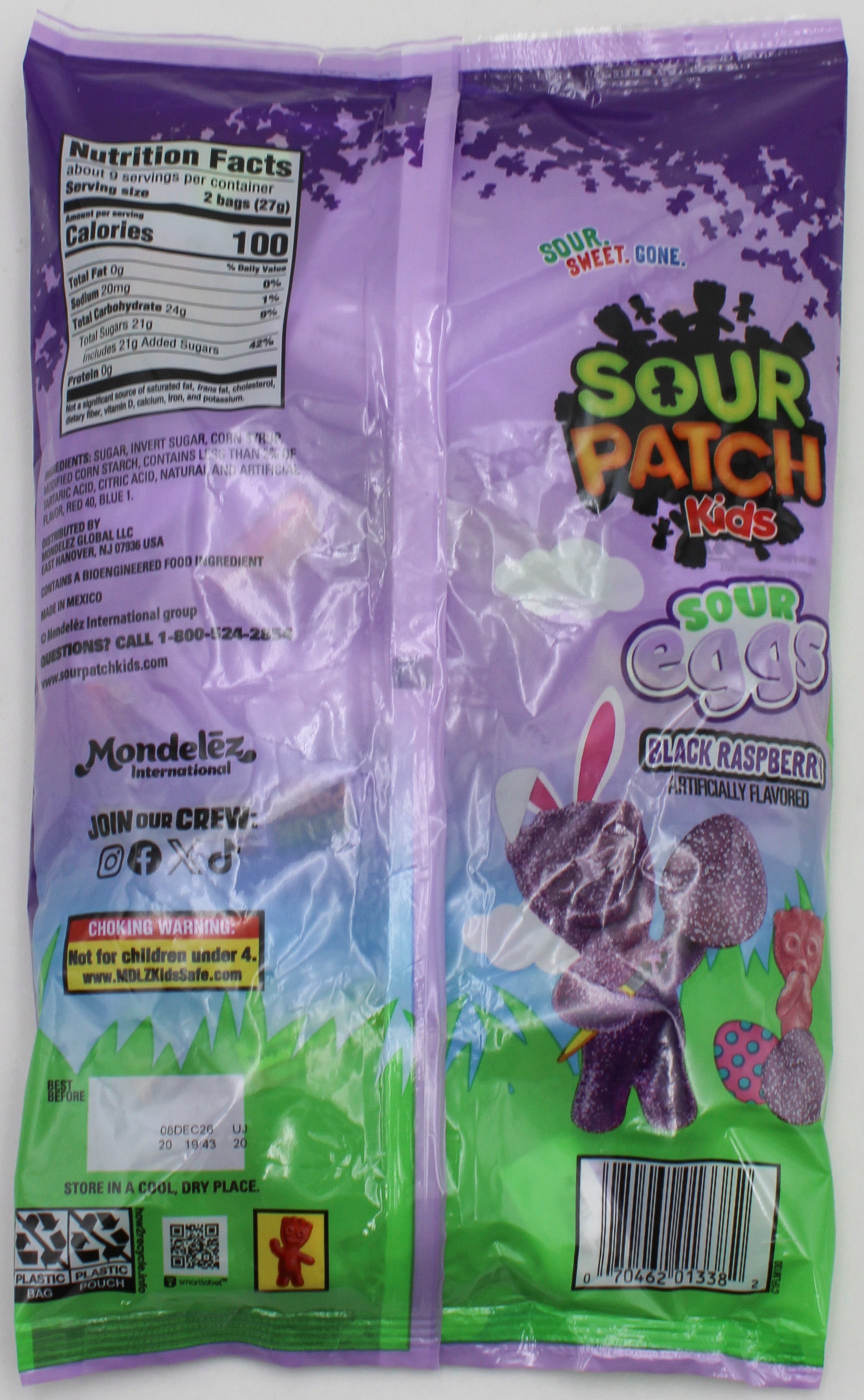 SOUR PATCH KIDS SOUR EGGS BLACK RASPBERRY 7.97 Oz BB 12/8/26
