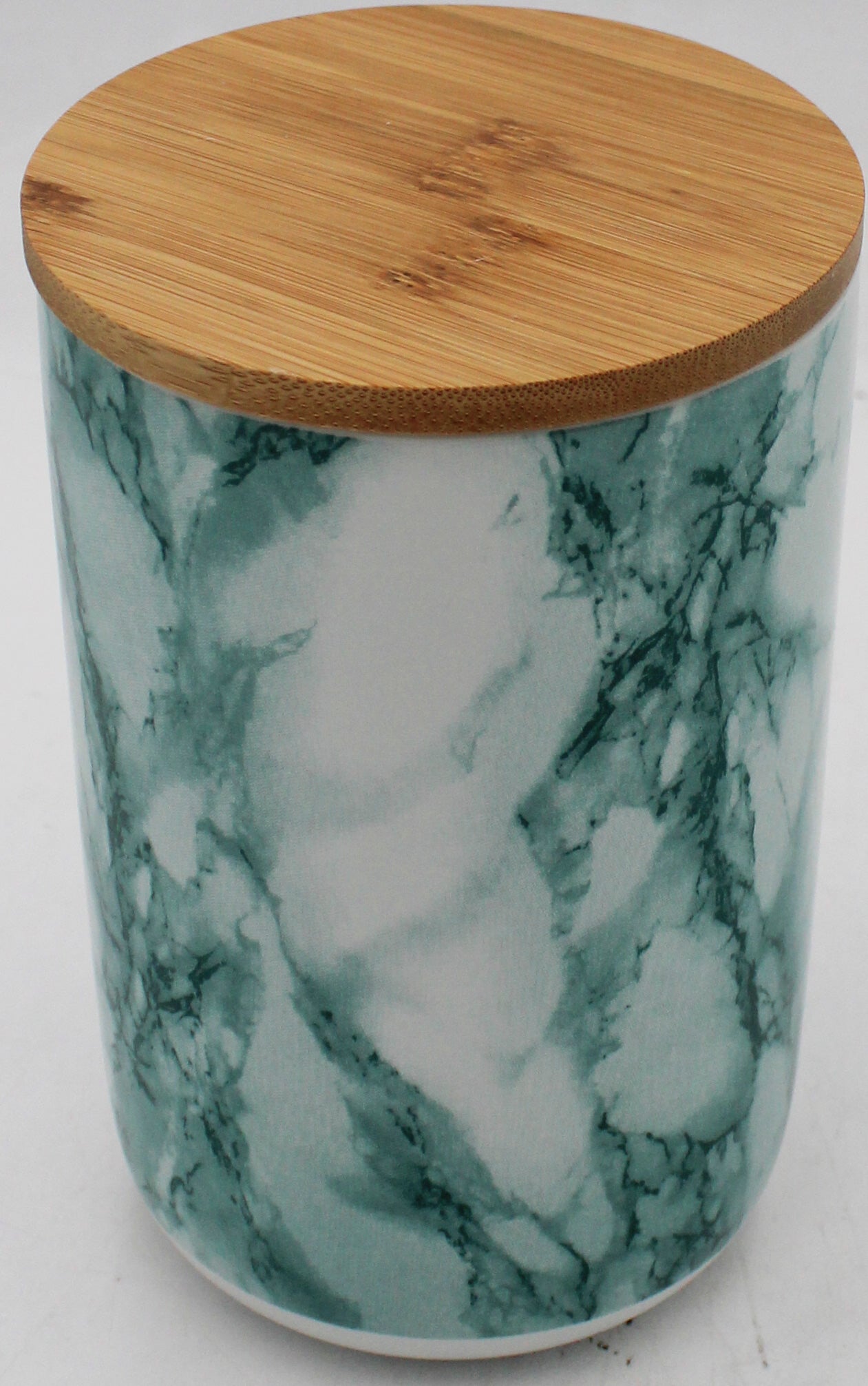 CERAMIC TREAT CANISTER 4" x 6.5" - TEAL MARBLE