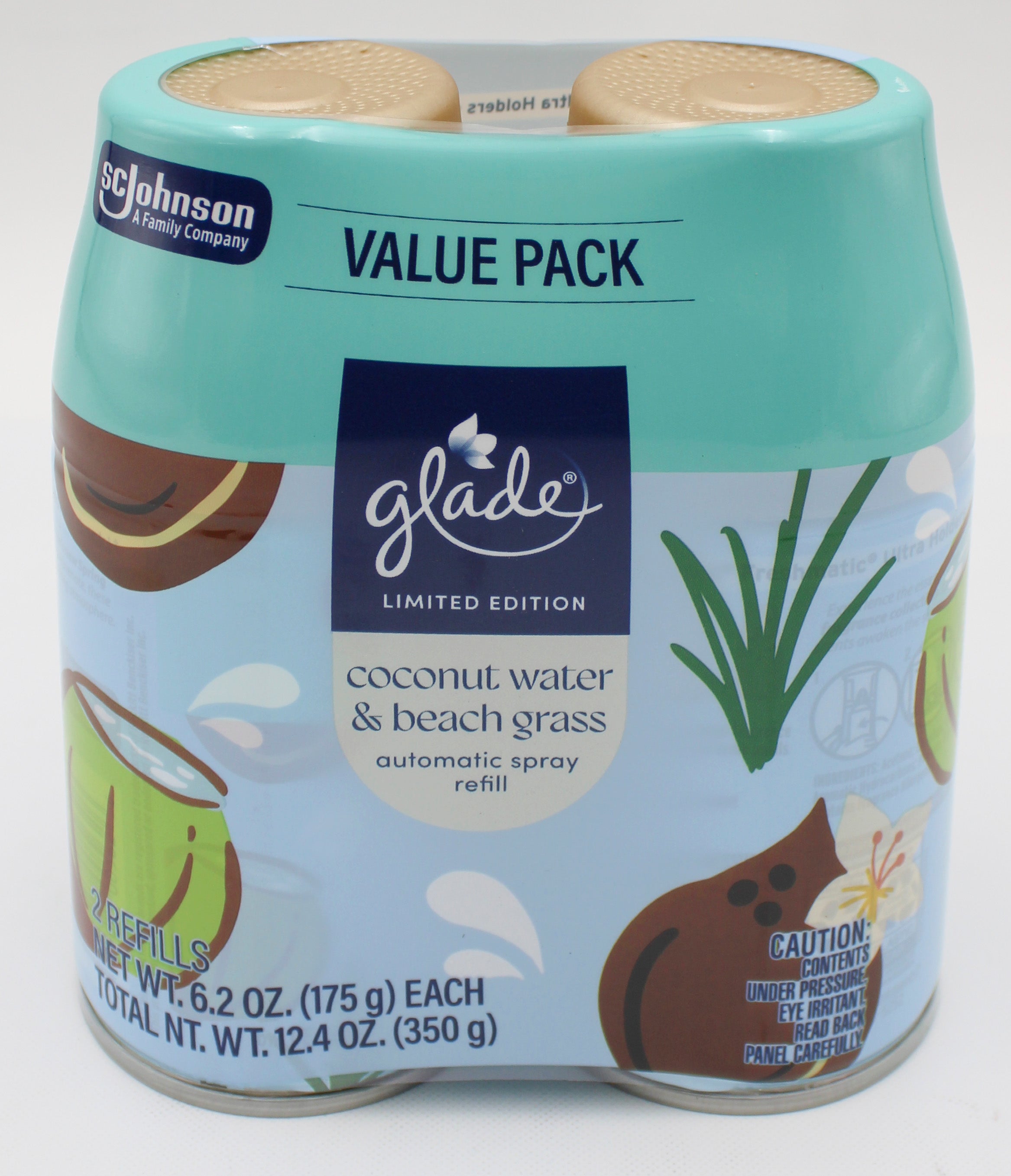 SP GLADE AUTOMATIC SPRAY COCONUT WATER & BEACH GRASS 2 REFILLS 6.2oz US